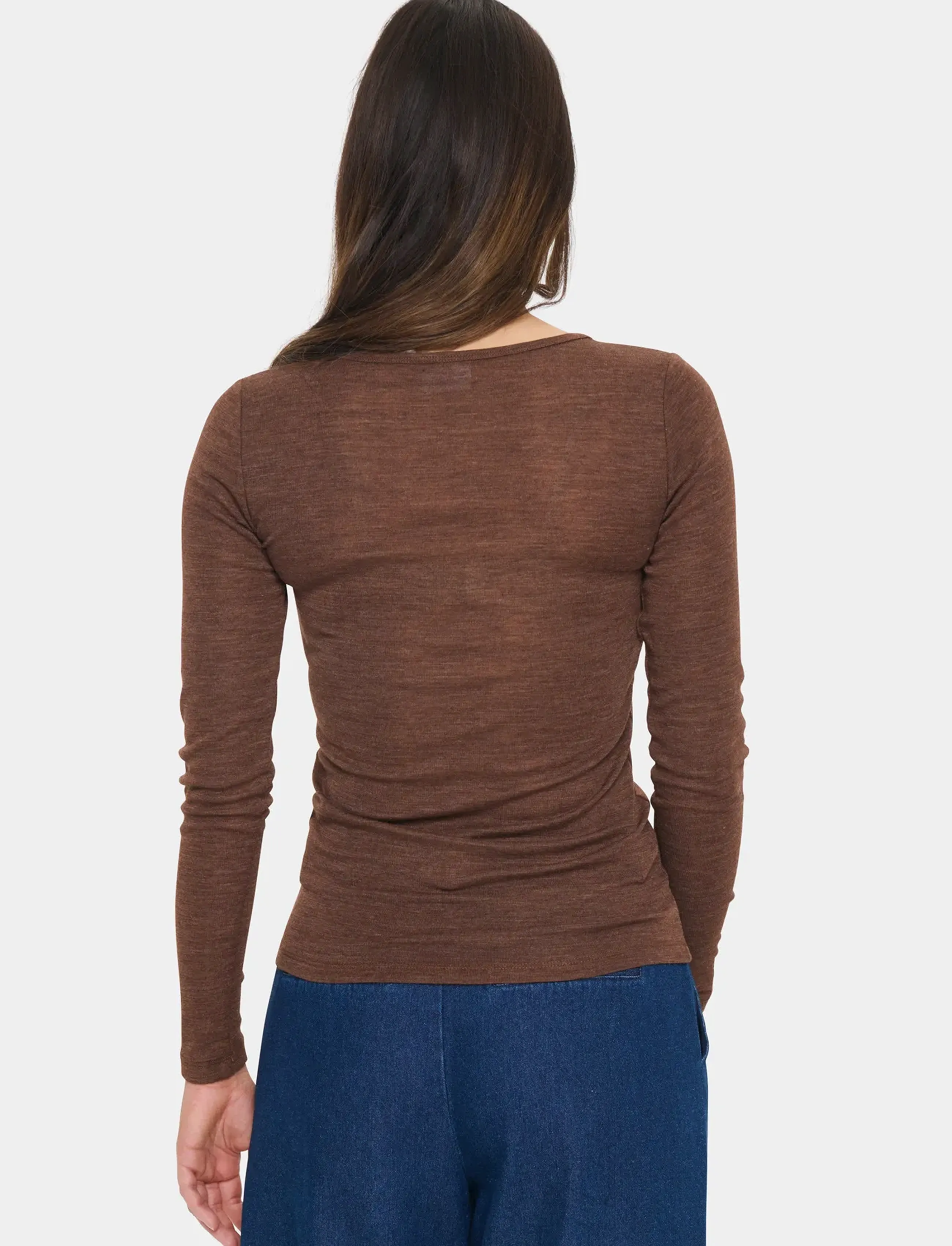 Saint Tropez - GarimaSZ Wool LS Blouse - fondue fudge melange - 4