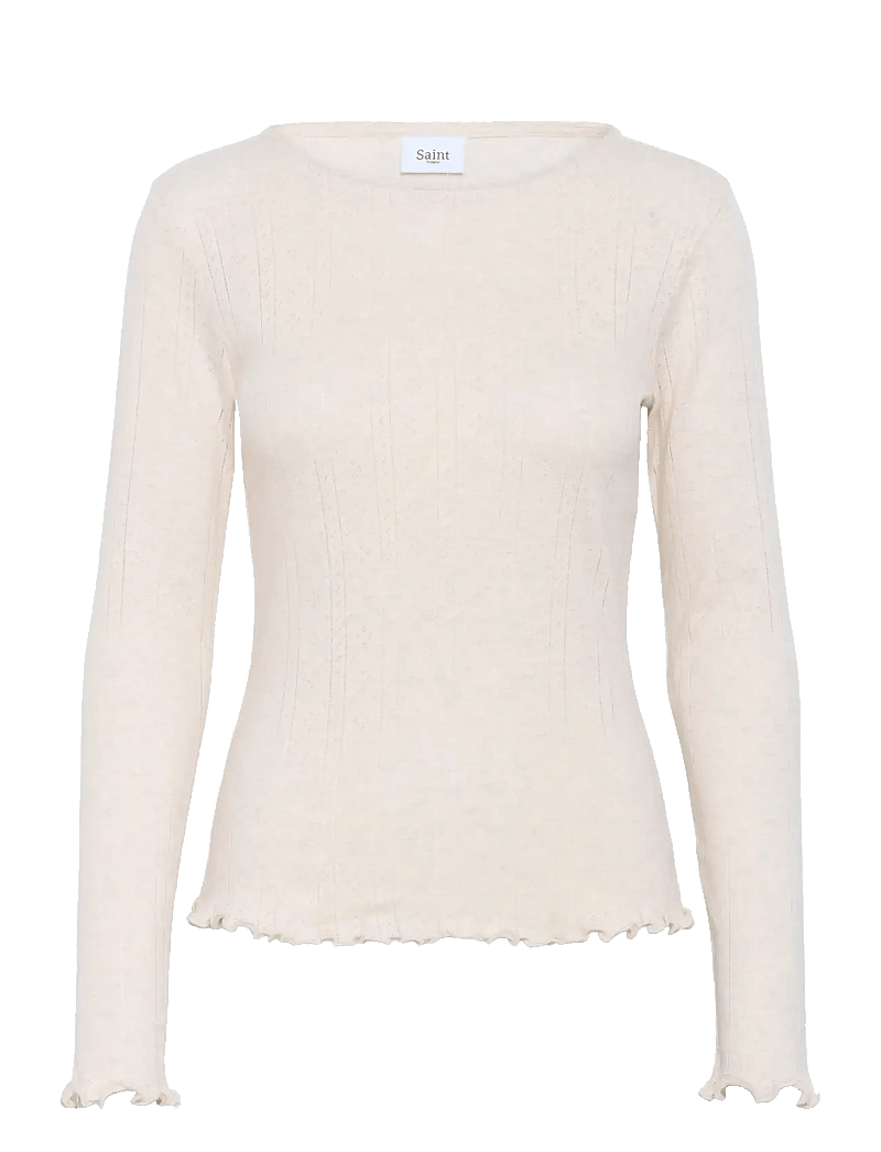 Saint Tropez - GruSZ Blouse - långärmade toppar - brown rice melange - 1