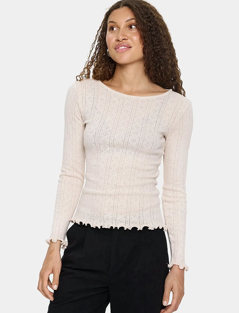 Saint Tropez - GruSZ Blouse - långärmade toppar - brown rice melange - 0