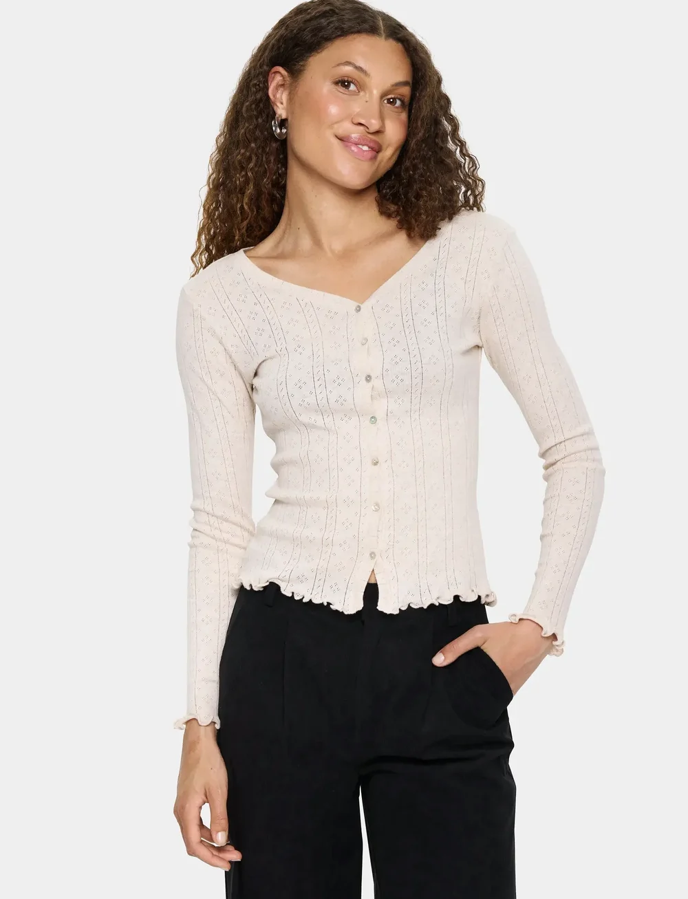 Saint Tropez - GruSZ Cardigan - koftor - brown rice melange - 0
