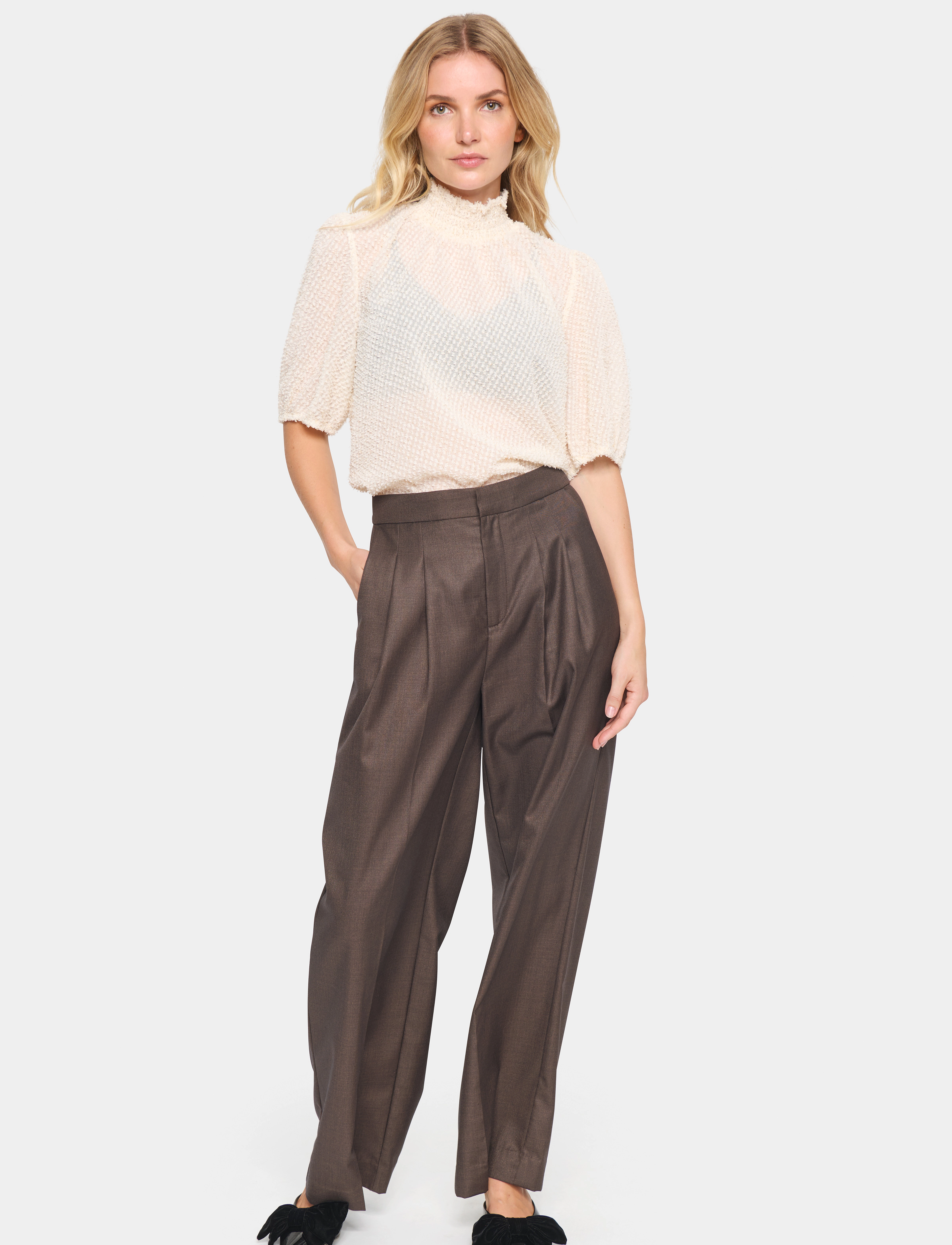 Saint Tropez - HelmaSZ SS Blouse - lühikeste varrukatega pluusid - ice - 4