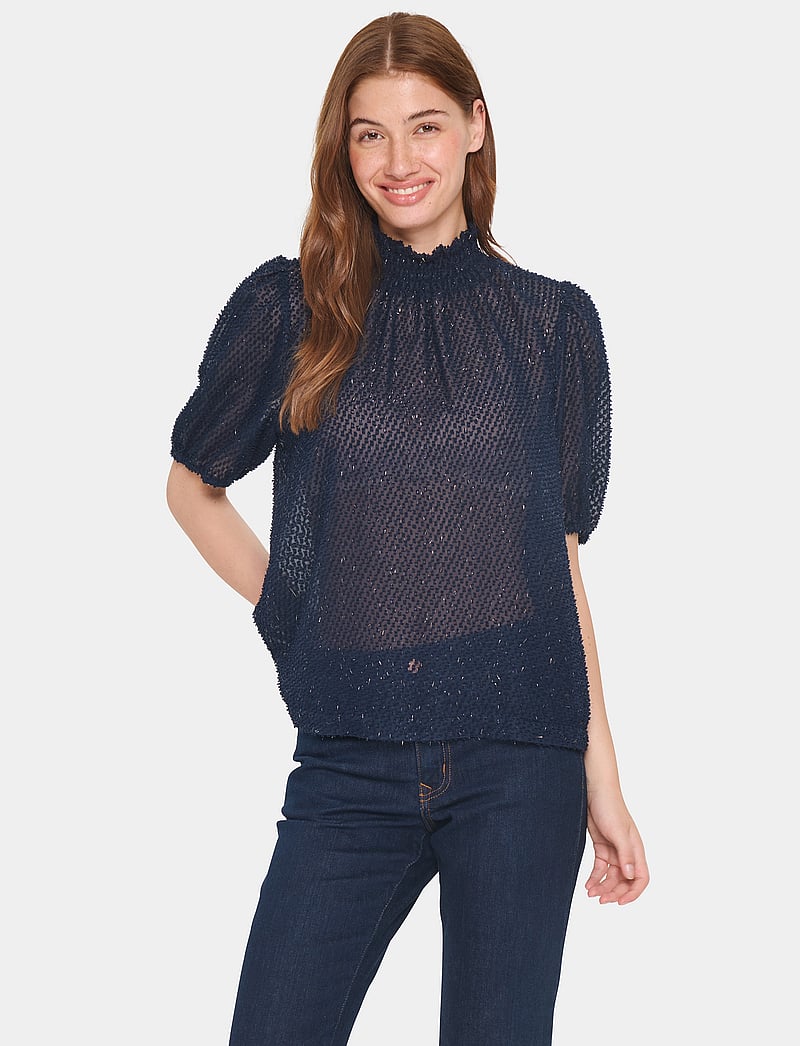 Saint Tropez - HelmaSZ SS Blouse - lyhythihaiset puserot - night sky - 0