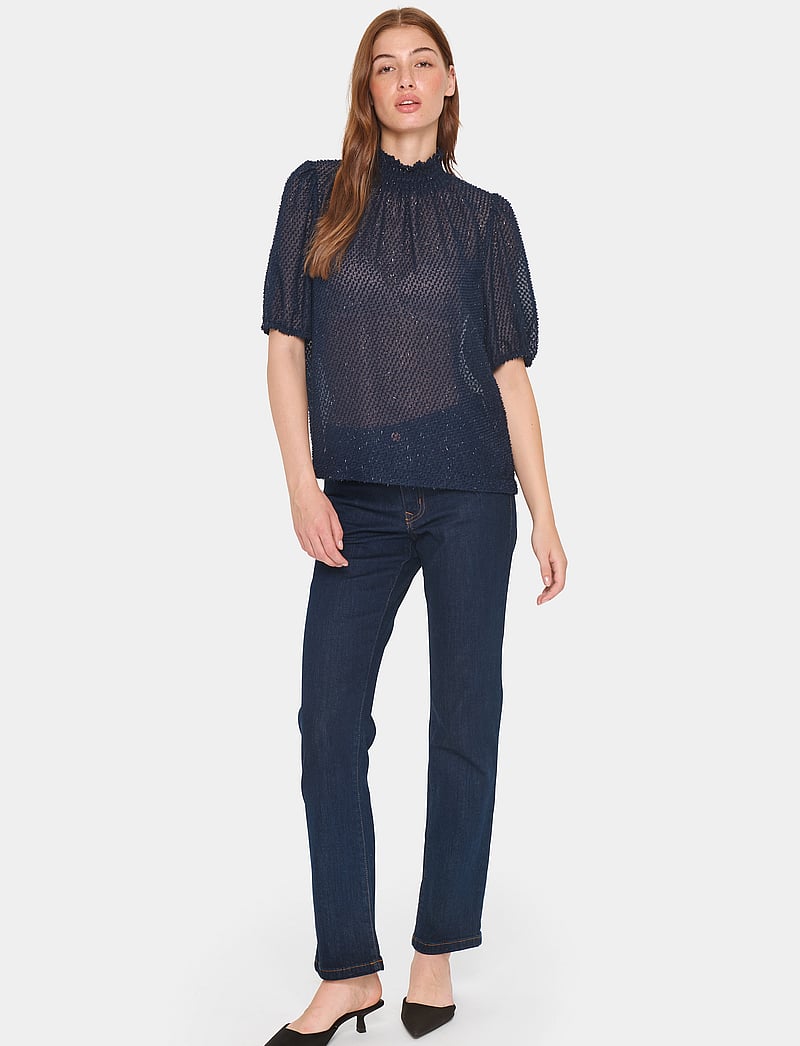 Saint Tropez - HelmaSZ SS Blouse - lyhythihaiset puserot - night sky - 3