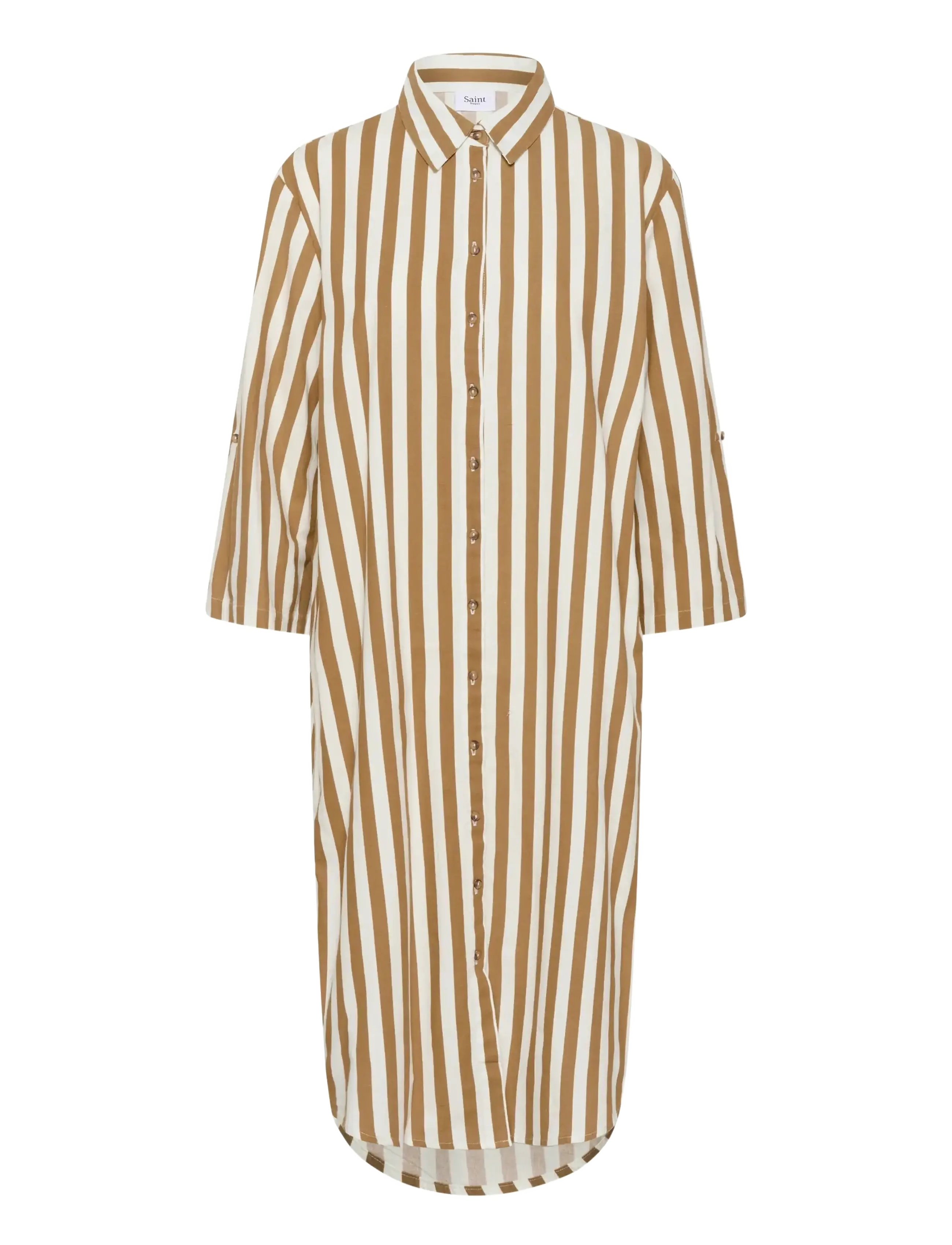 Saint Tropez ZalindaSZ Shirt Dress - Kjoler - TIGER'S EYE ICE STRIPE / brown
