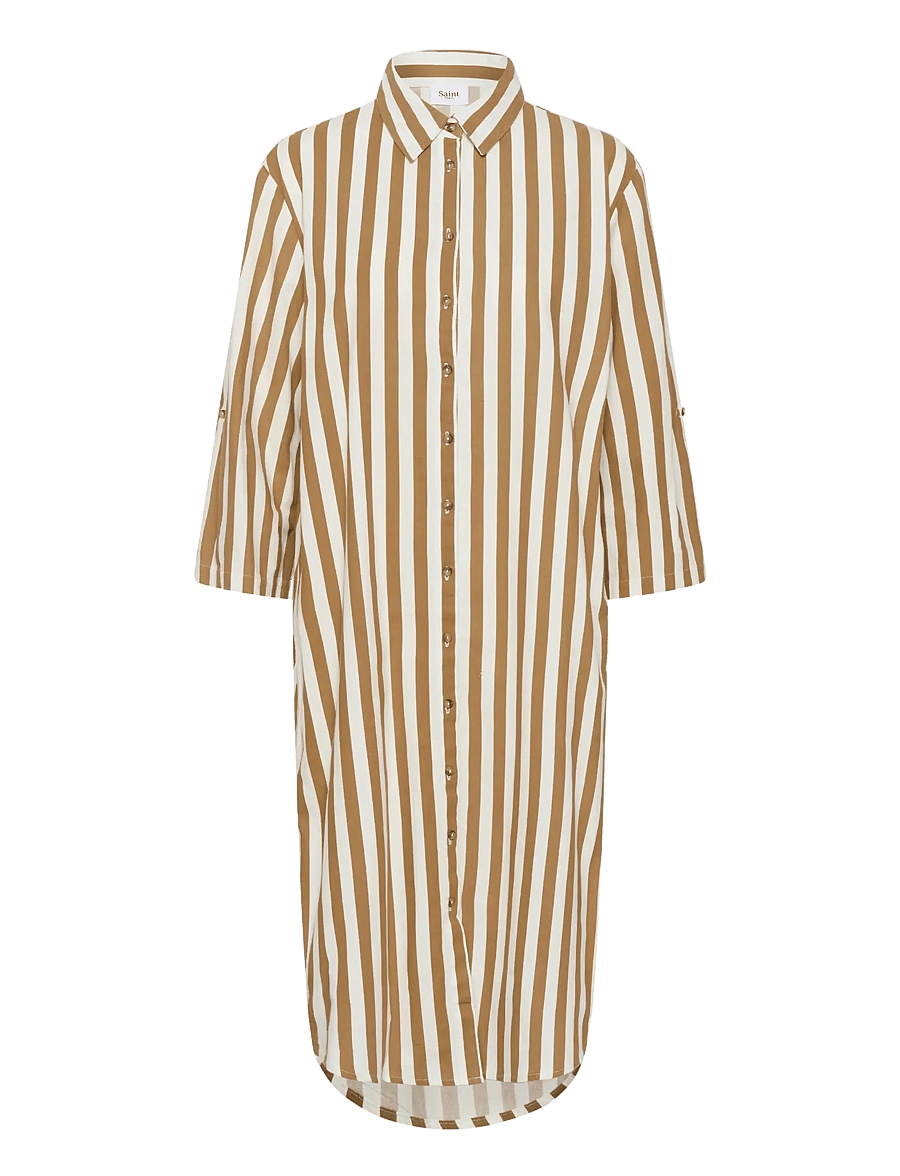 Saint Tropez - ZalindaSZ Shirt Dress - skjortekjoler - tiger's eye ice stripe - 1