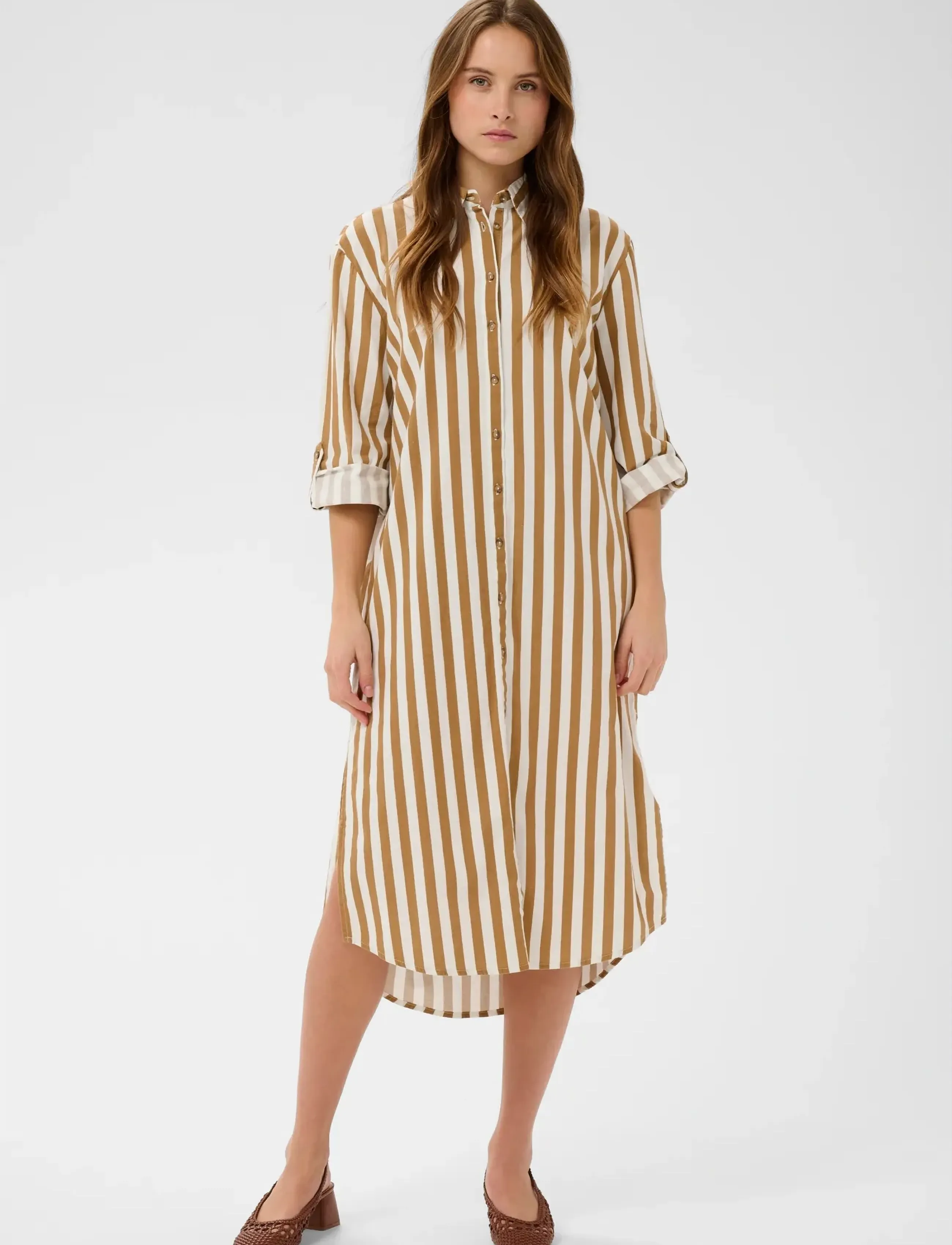 Saint Tropez Zalindasz Shirt Dress, S, Dresses, Braun - Knee-length & Midi, Frauen