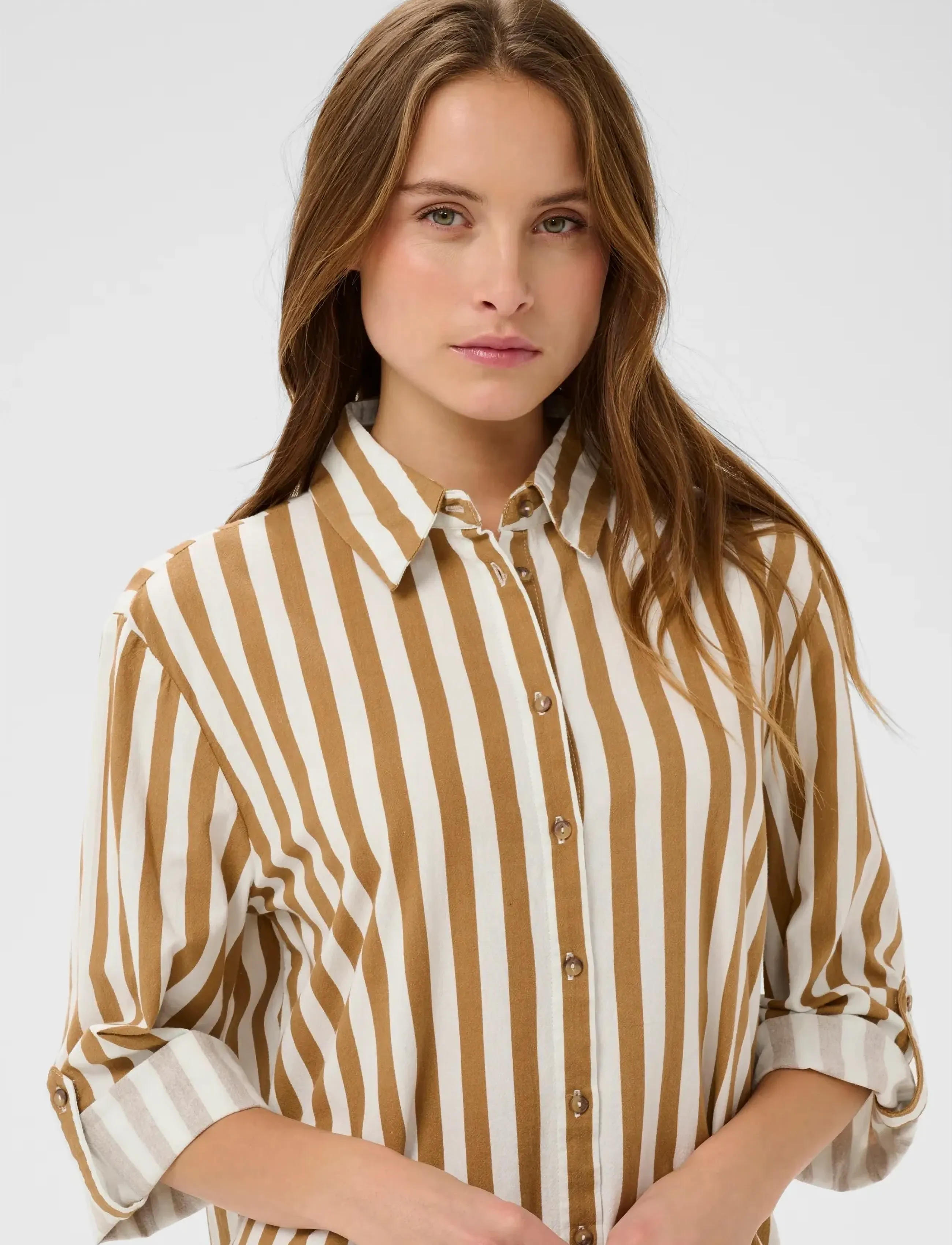 Saint Tropez - ZalindaSZ Shirt Dress - skjortekjoler - tiger's eye ice stripe - 4