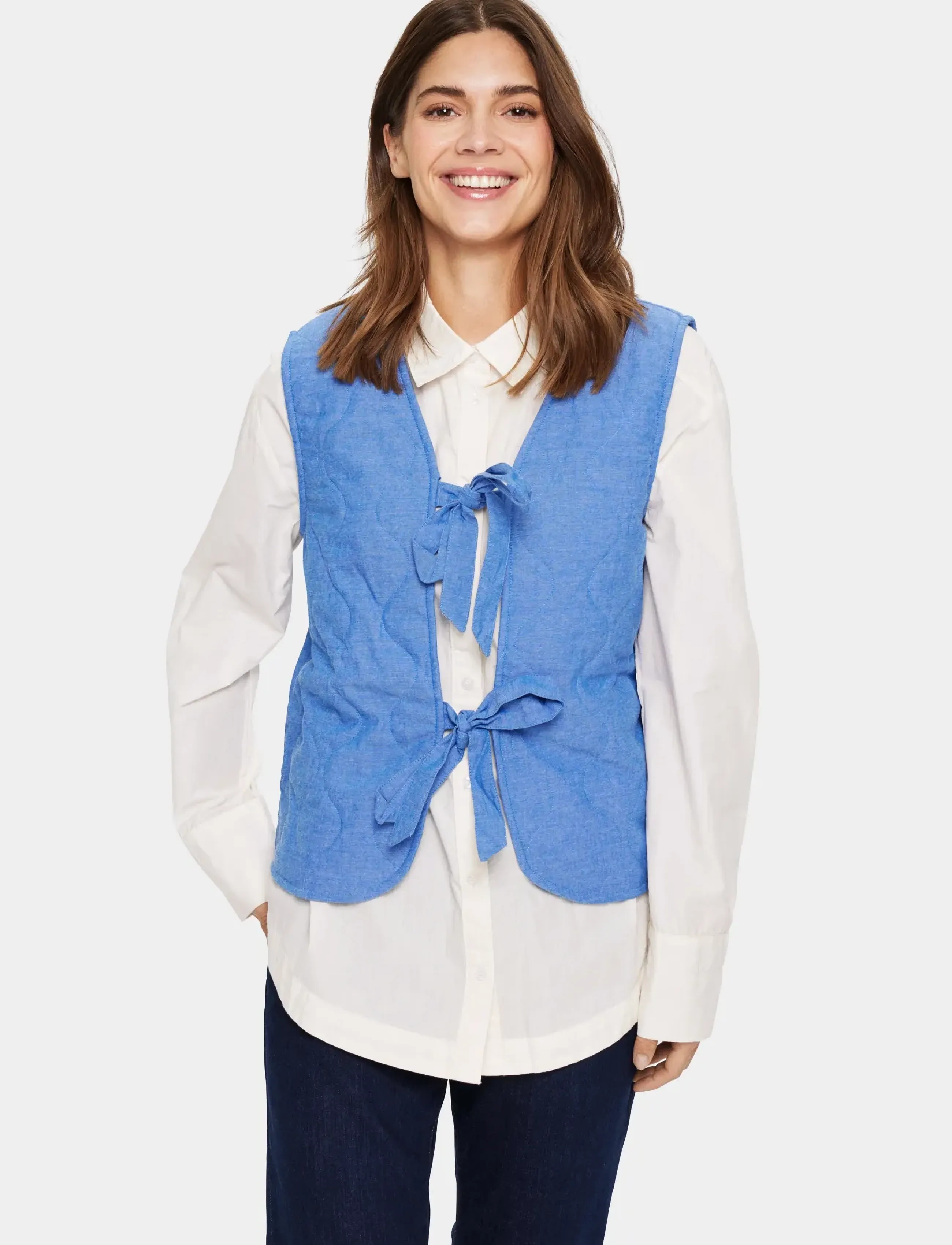 Saint Tropez Zelittasz Quilt Vest, Kvinder, Bindebånds Quiltet Vest, Blå, Str: L