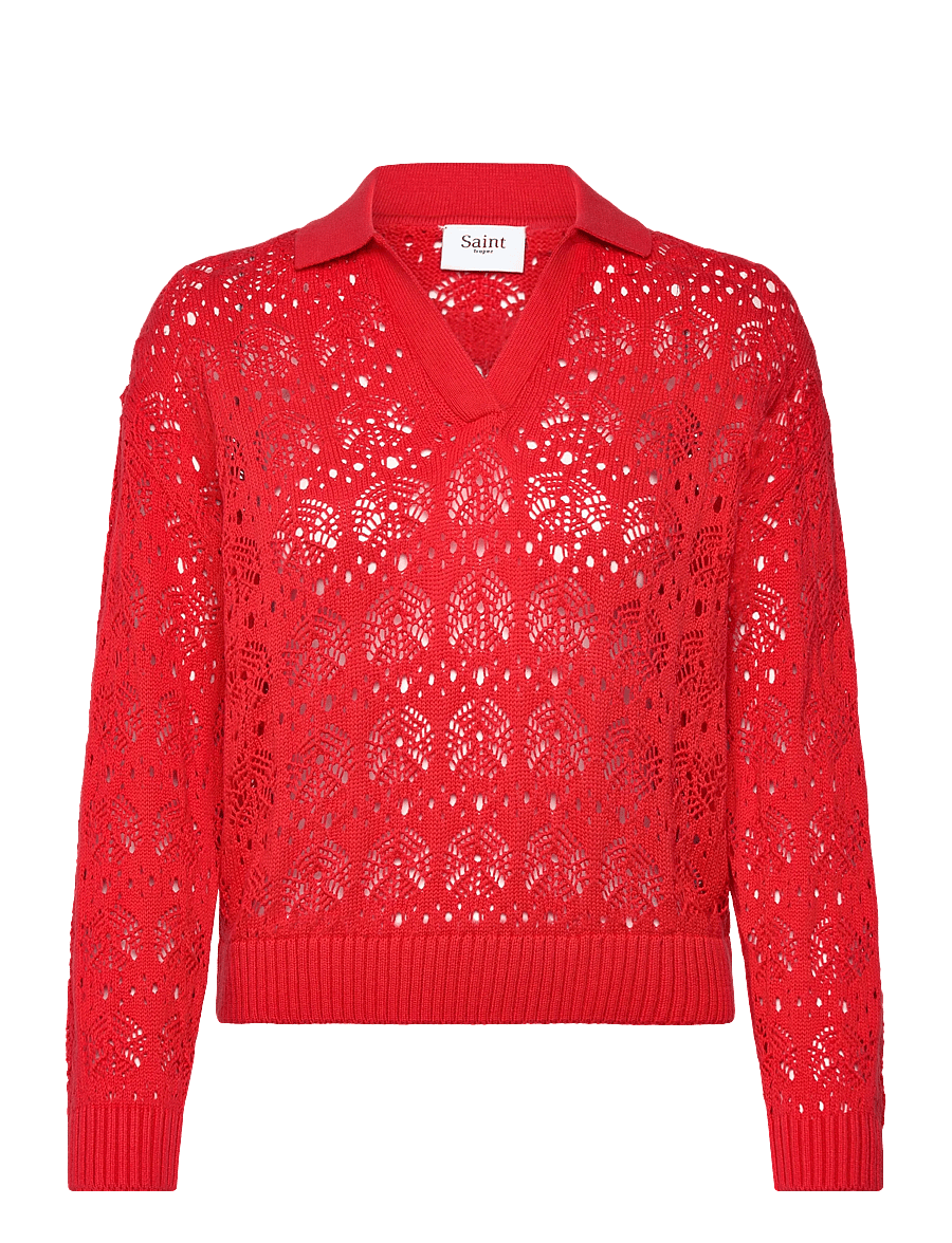 Saint Tropez - JunaSZ Polo Pullover - stickade tröjor - flame scarlet - 0
