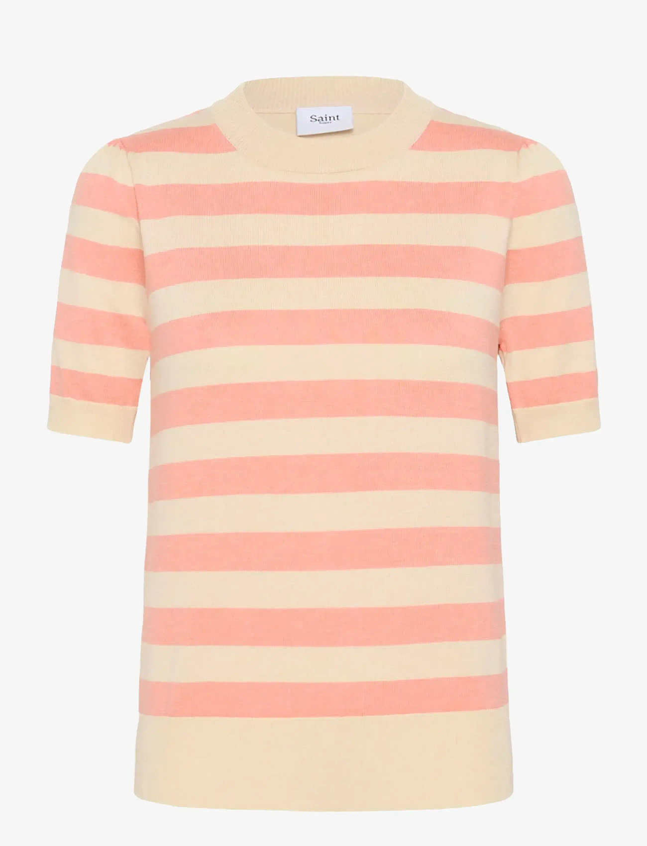 Saint Tropez - MilaSZ SS Block Stripe Pullover - jumpers - blooming ivory block stripe - 1
