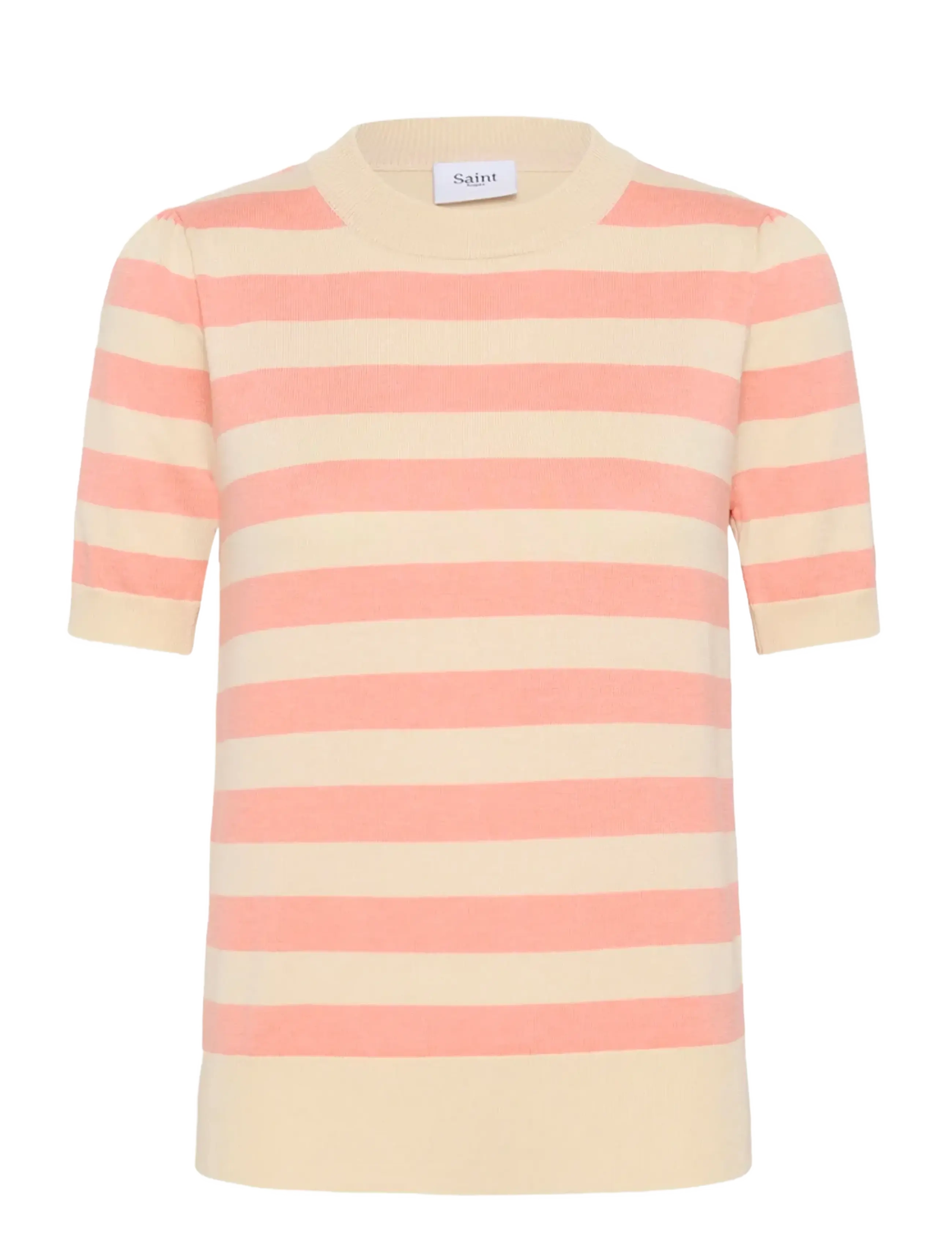 Saint Tropez MilaSZ SS Block Stripe Pullover - Striktrøjer - BLOOMING IVORY BLOCK STRIPE / pink/rose