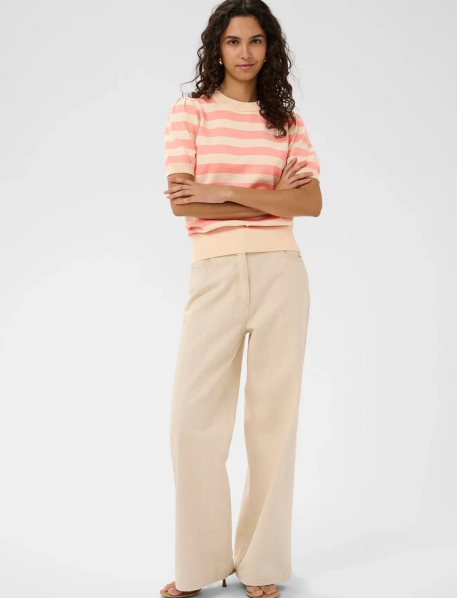 Saint Tropez - MilaSZ SS Block Stripe Pullover - striktrøjer - blooming ivory block stripe - 3