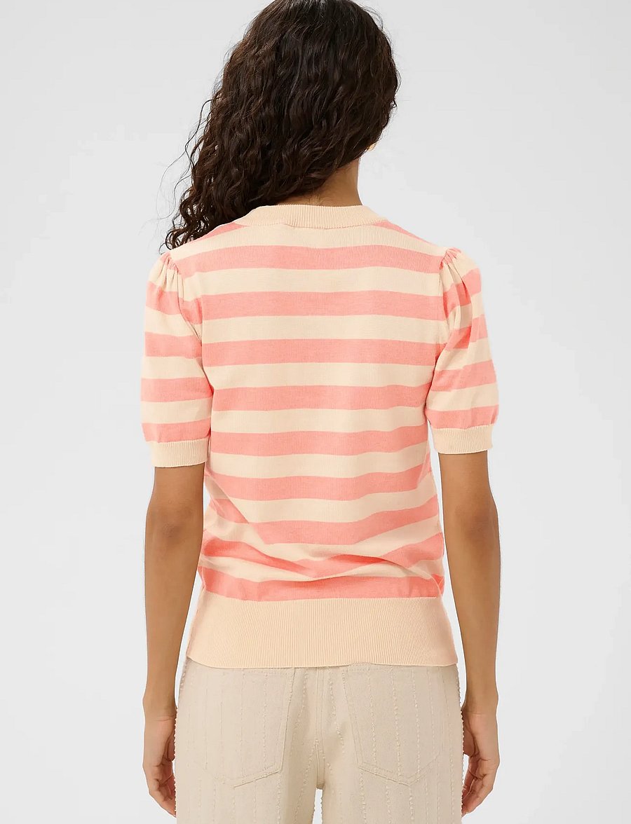 Saint Tropez - MilaSZ SS Block Stripe Pullover - striktrøjer - blooming ivory block stripe - 4