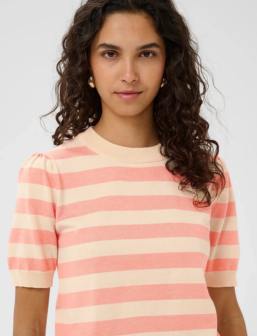 Saint Tropez - MilaSZ SS Block Stripe Pullover - striktrøjer - blooming ivory block stripe - 5