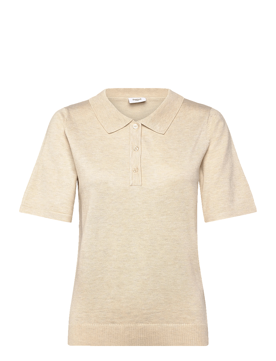 Saint Tropez - MilaSZ Polo SS Pullover - poloshirts - brown rice melange - 0