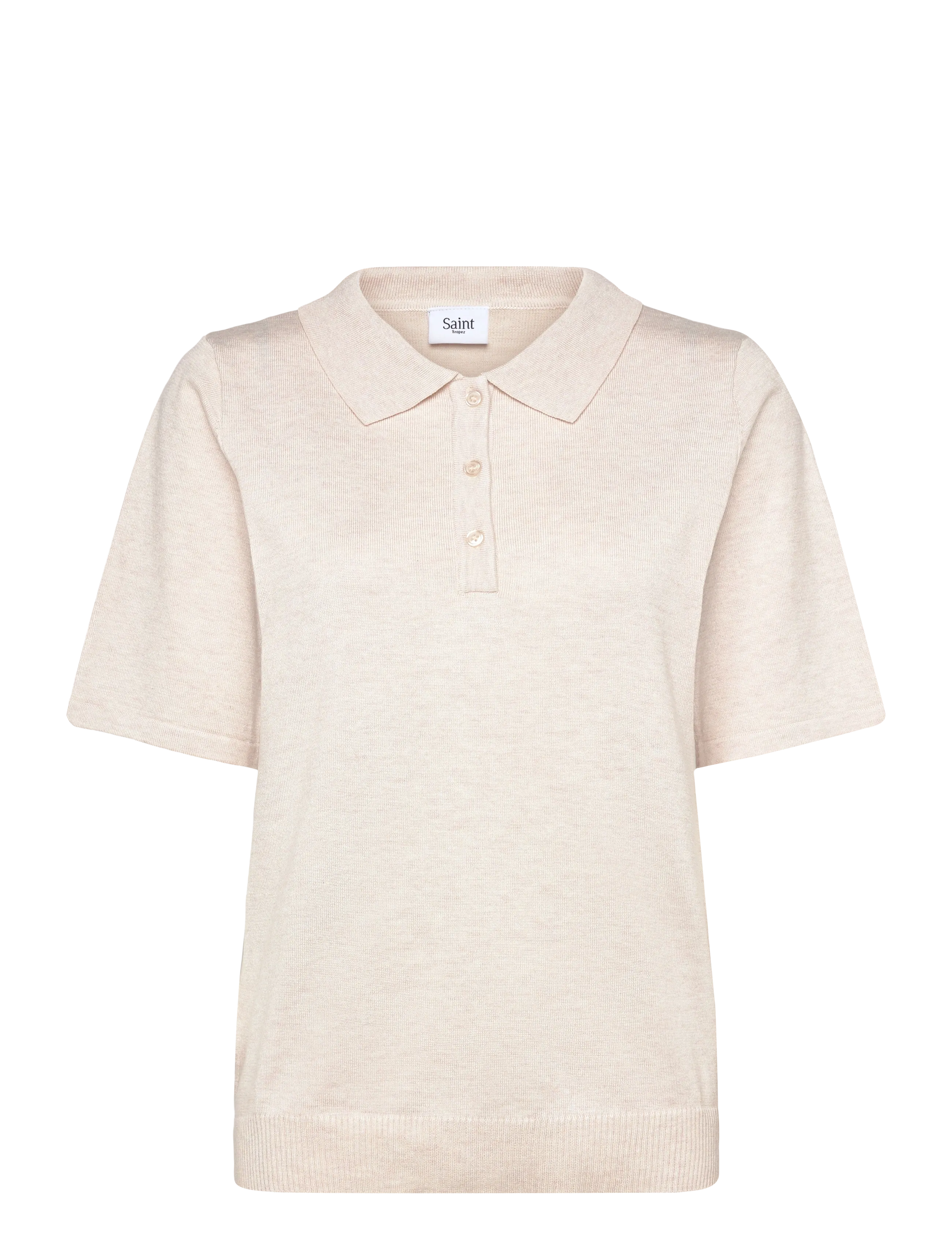 Saint Tropez MilaSZ Polo SS Pullover - Kleidung - FOG MELANGE / beige