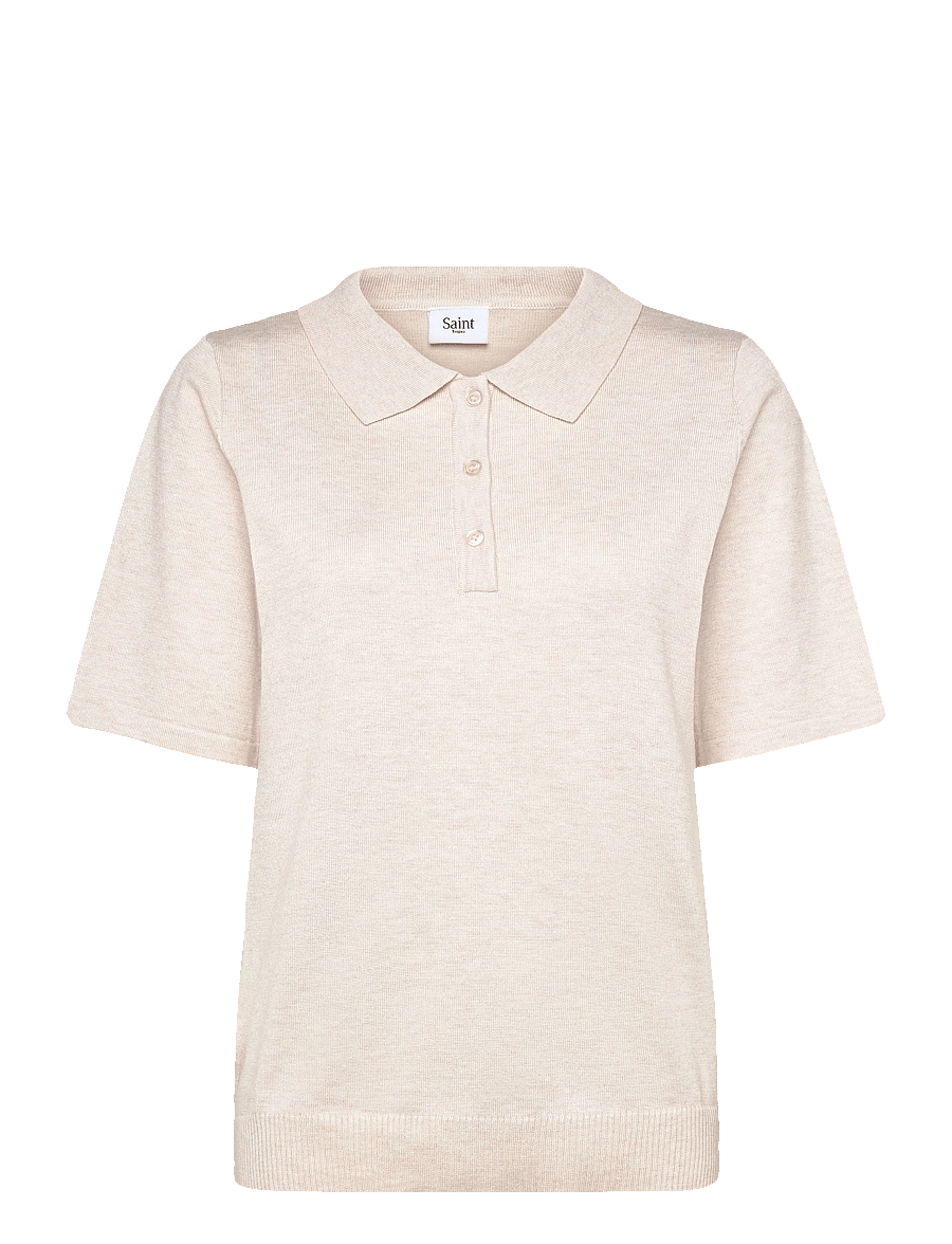 Saint Tropez - MilaSZ Polo SS Pullover - poloshirts - fog melange - 0