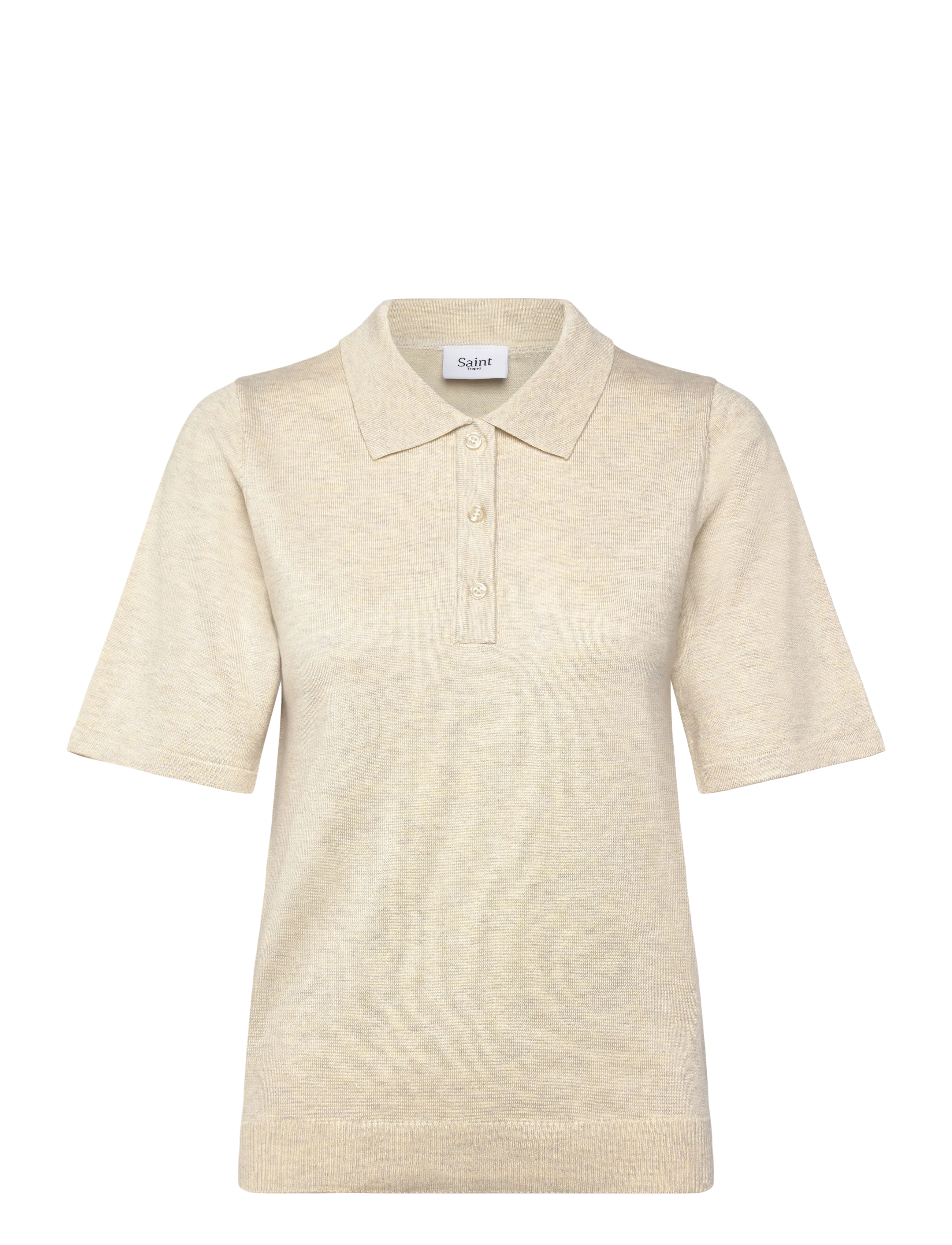 Saint Tropez MilaSZ Polo SS Pullover - Kläder - JOJOBA MELANGE / beige