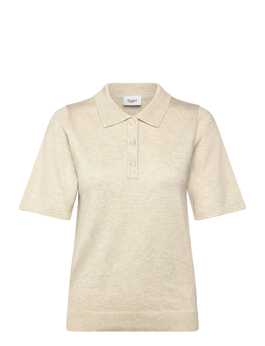 Saint Tropez - MilaSZ Polo SS Pullover - poloshirts - jojoba melange - 0