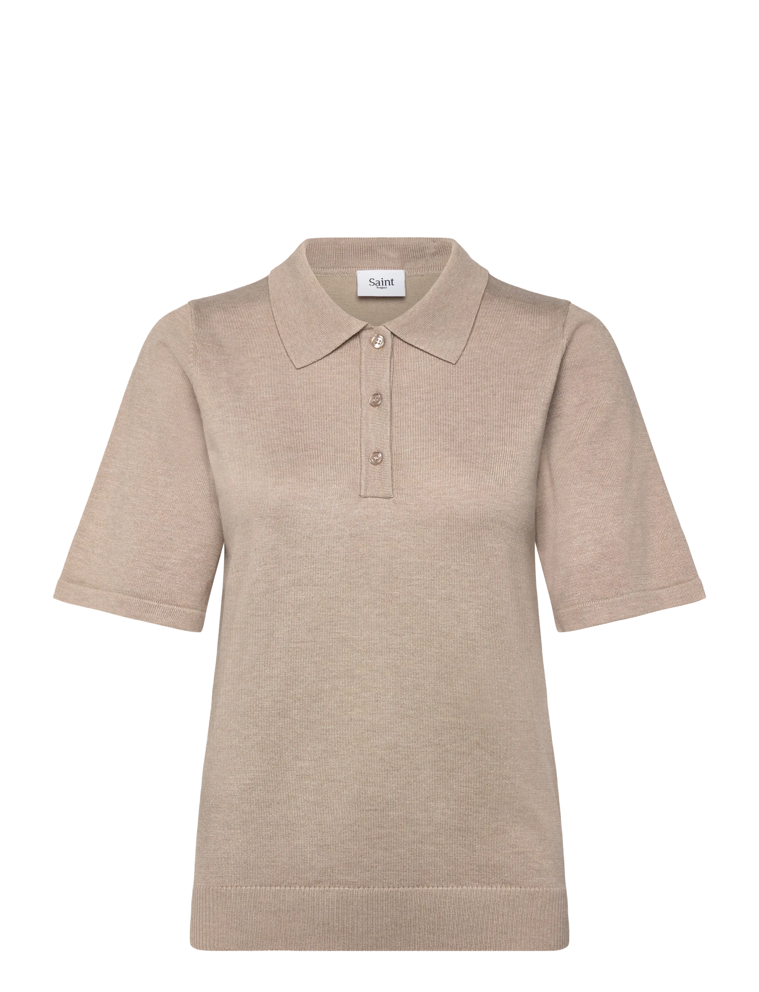 Saint Tropez MilaSZ Polo SS Pullover - Kläder - PLAZA TAUPE MELANGE / beige