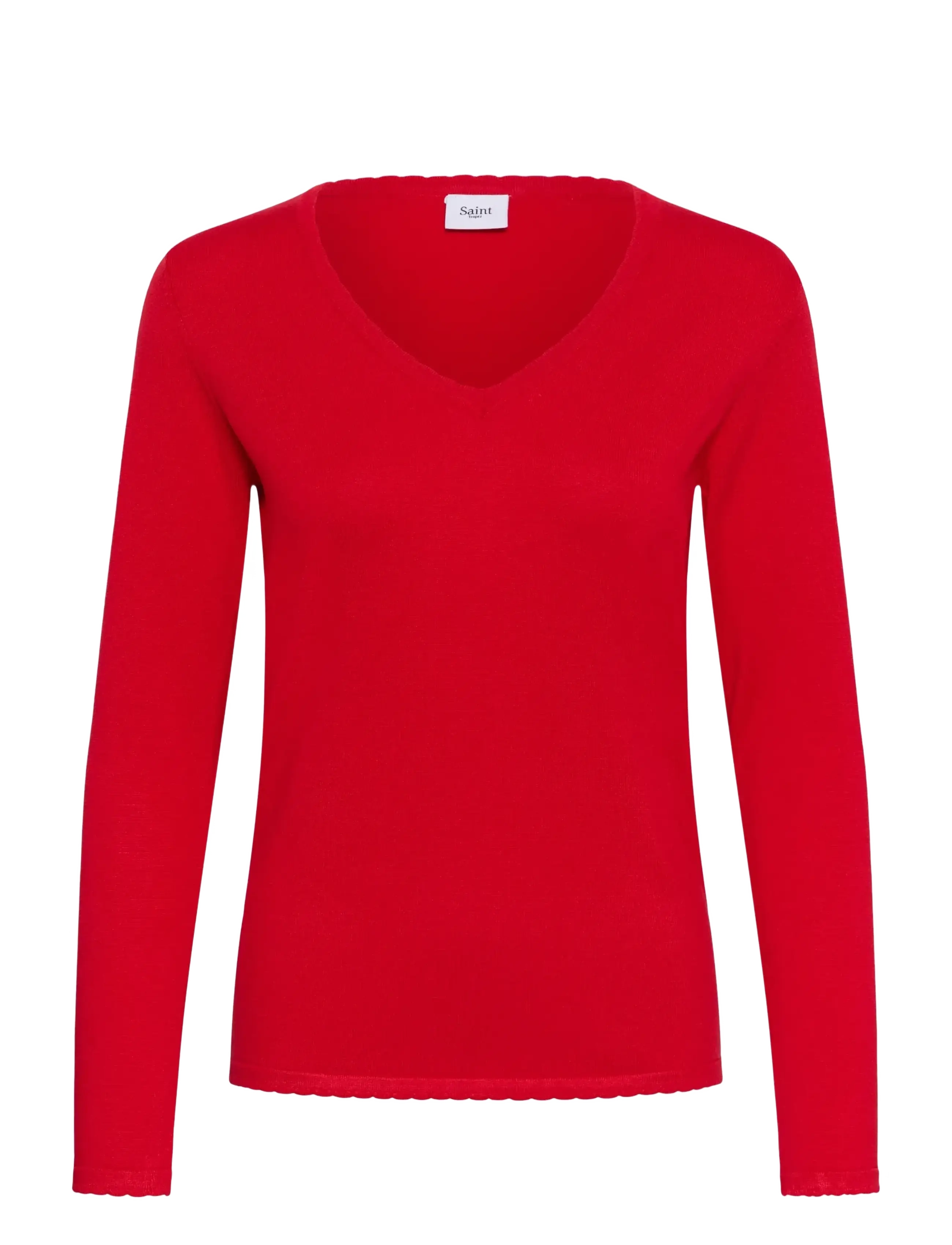 Saint Tropez MilaSZ LS V-Neck Pullover - Tøj - TRUE RED / red