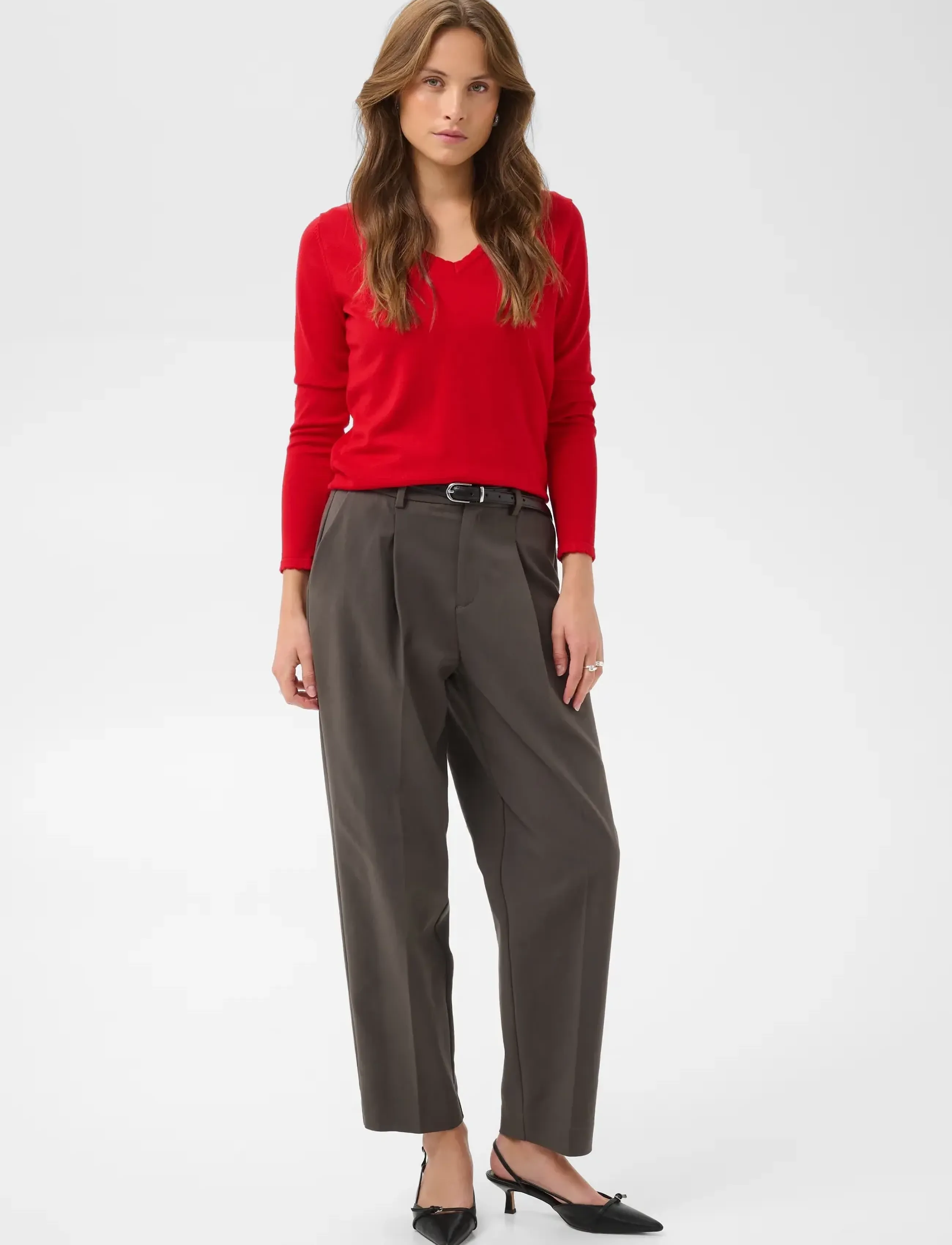 Saint Tropez - MilaSZ LS V-Neck Pullover - striktrøjer - true red - 3