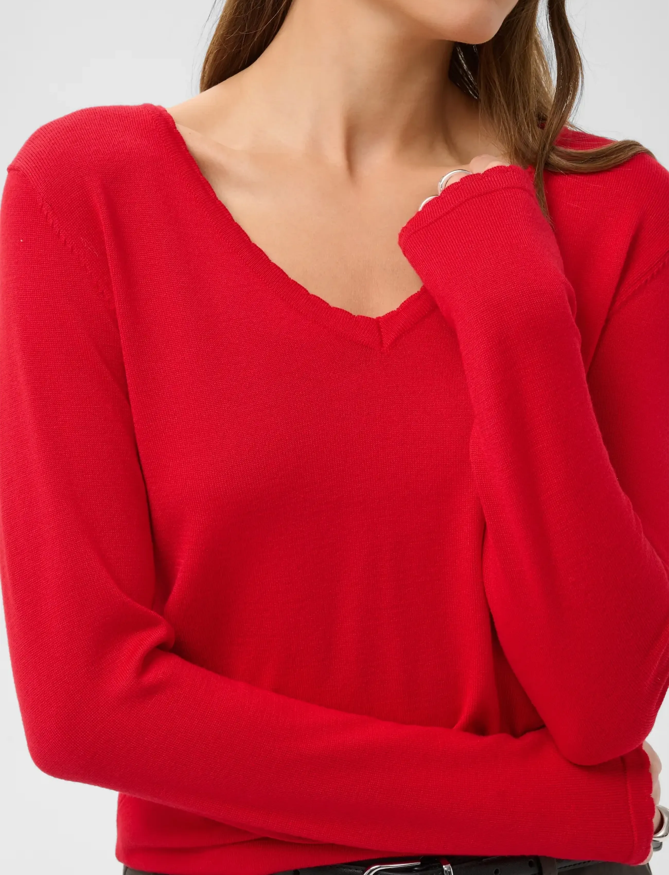 Saint Tropez - MilaSZ LS V-Neck Pullover - striktrøjer - true red - 5