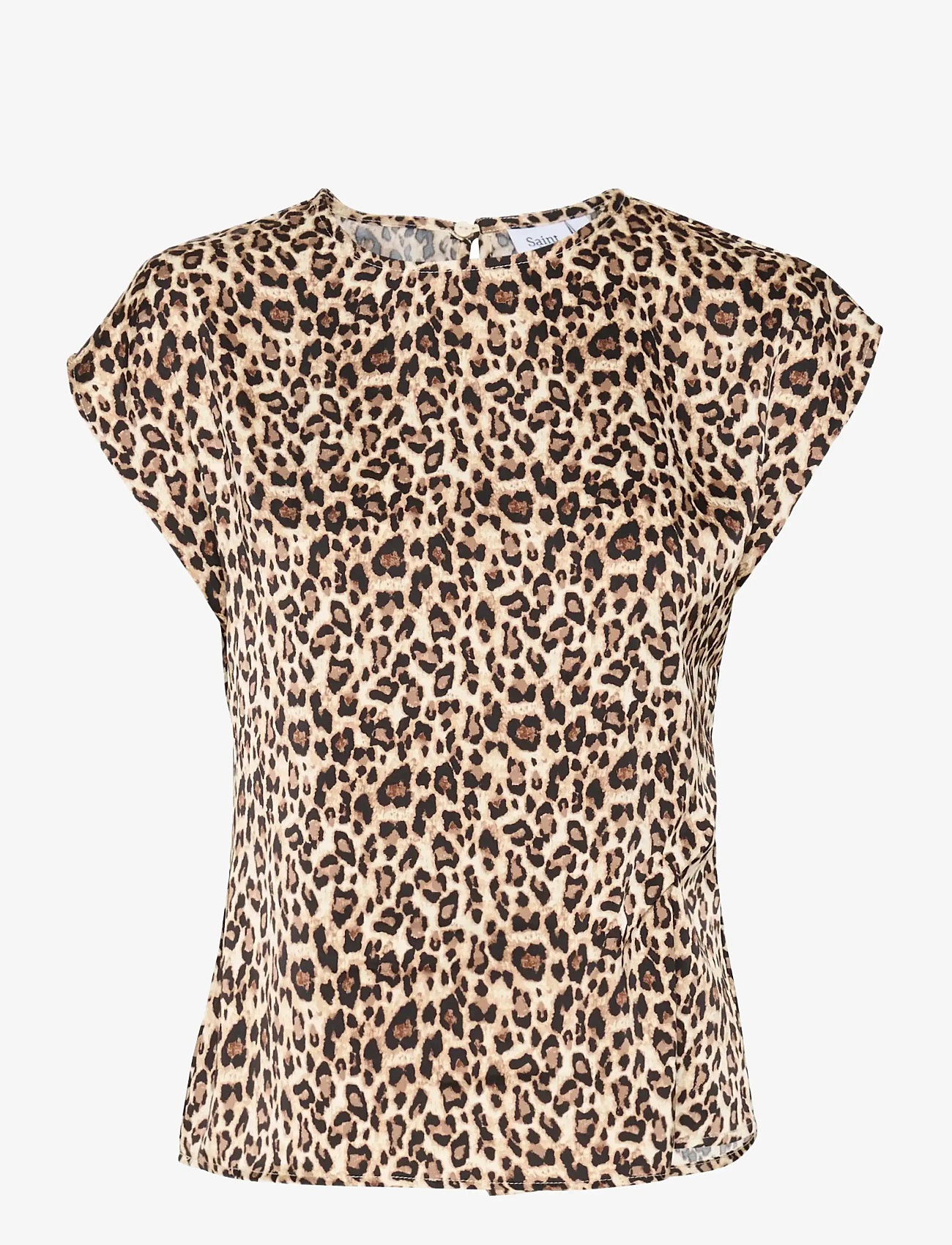 Saint Tropez - ZoviSZ SS Blouse - kortærmede bluser - black reg leo - 1