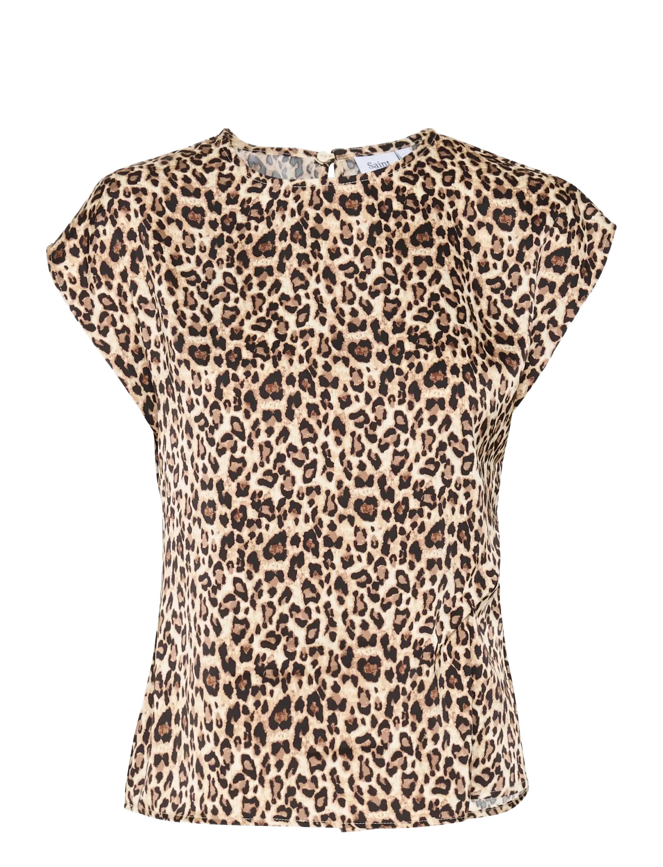 Saint Tropez ZoviSZ SS Blouse - Modern femininity - BLACK REG LEO / beige