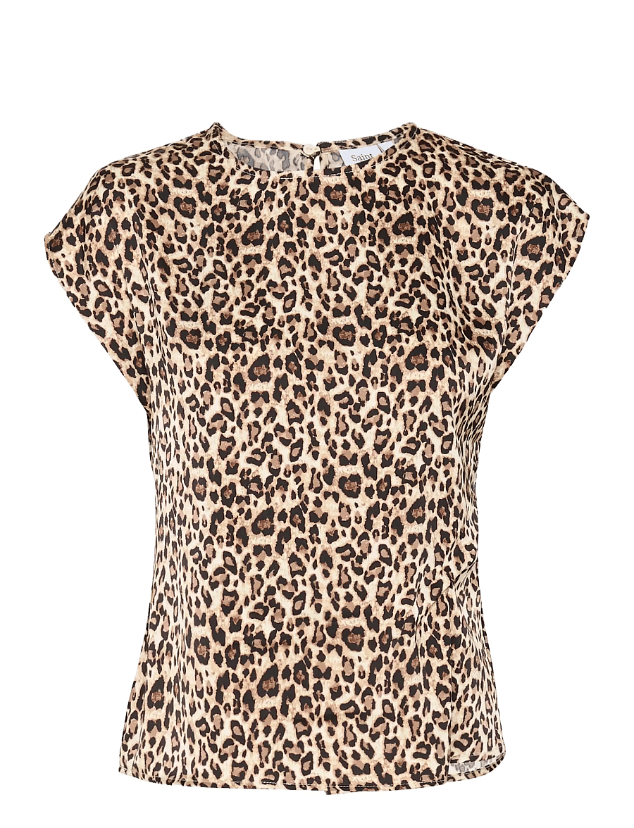 Saint Tropez - ZoviSZ SS Blouse - kortärmade blusar - black reg leo - 1