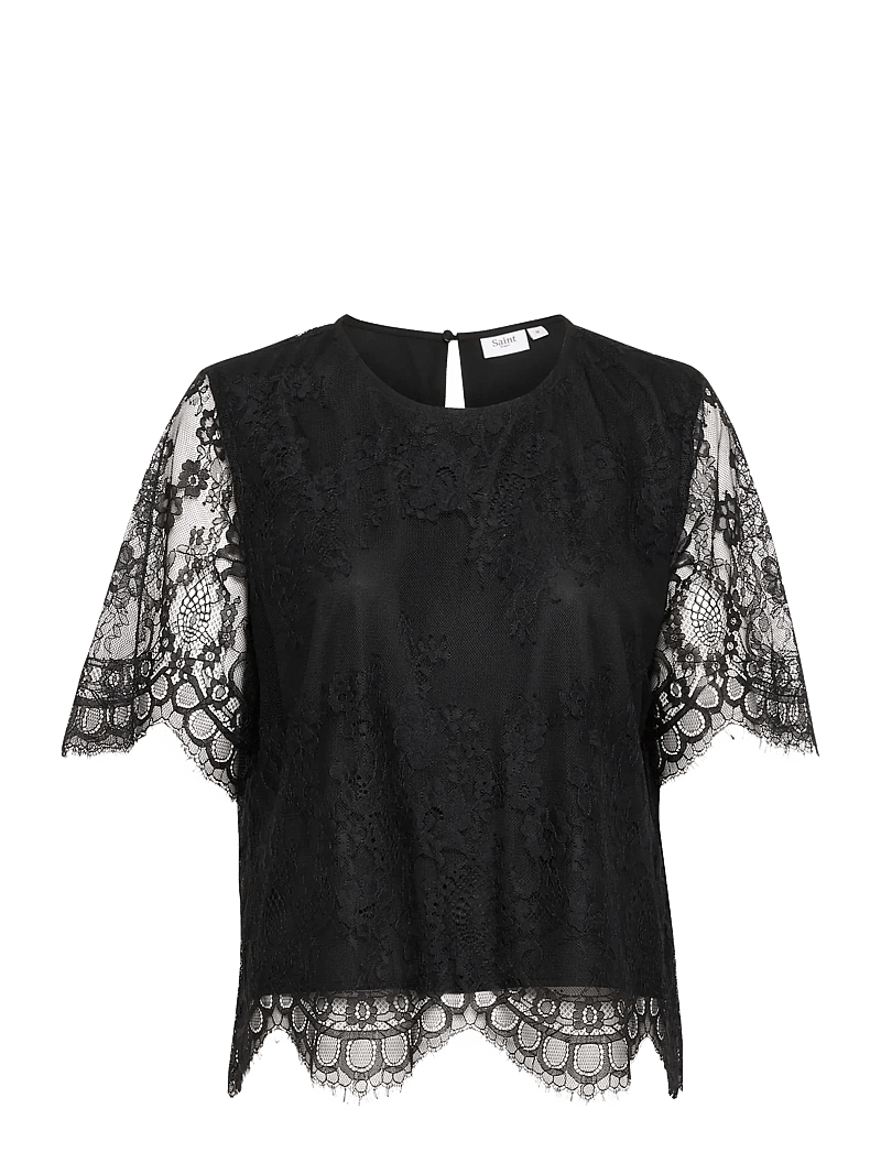 Saint Tropez - ZalviaSZ SS Blouse - kortærmede bluser - black - 1
