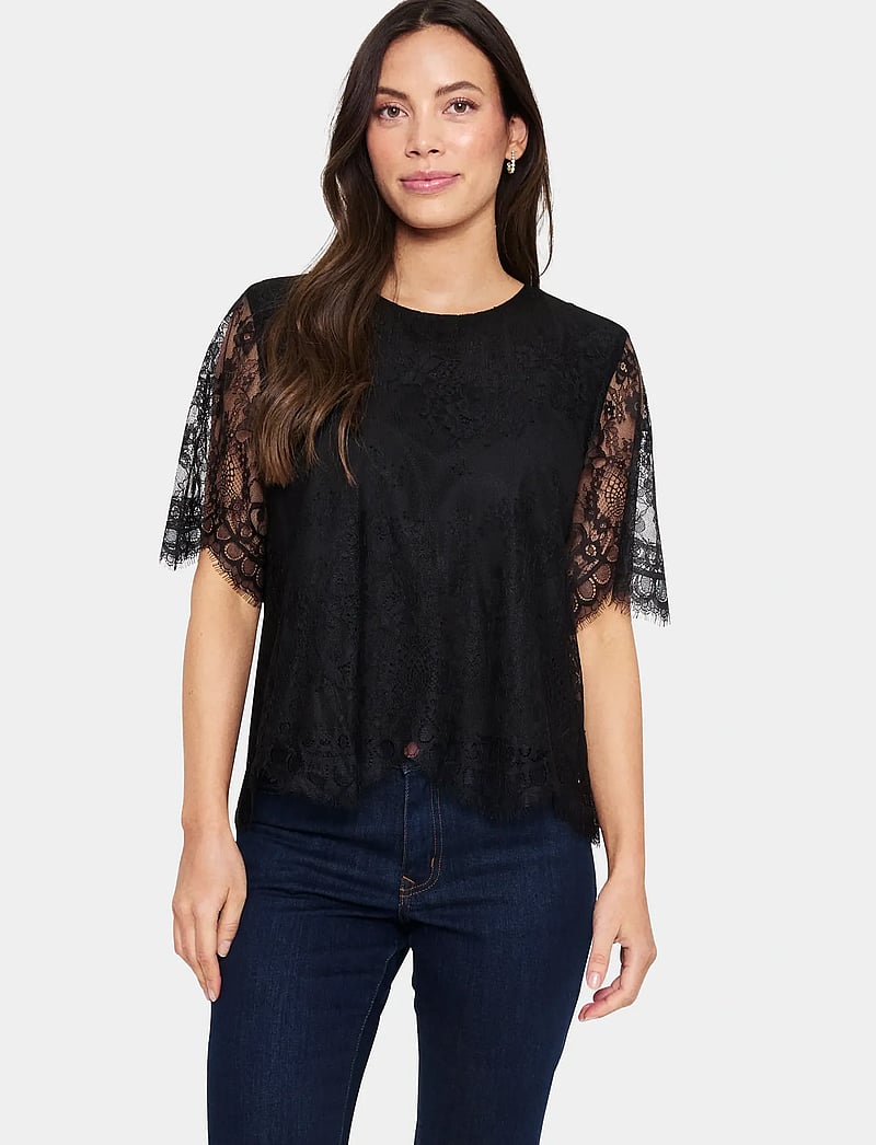 Saint Tropez - ZalviaSZ SS Blouse - kortærmede bluser - black - 0