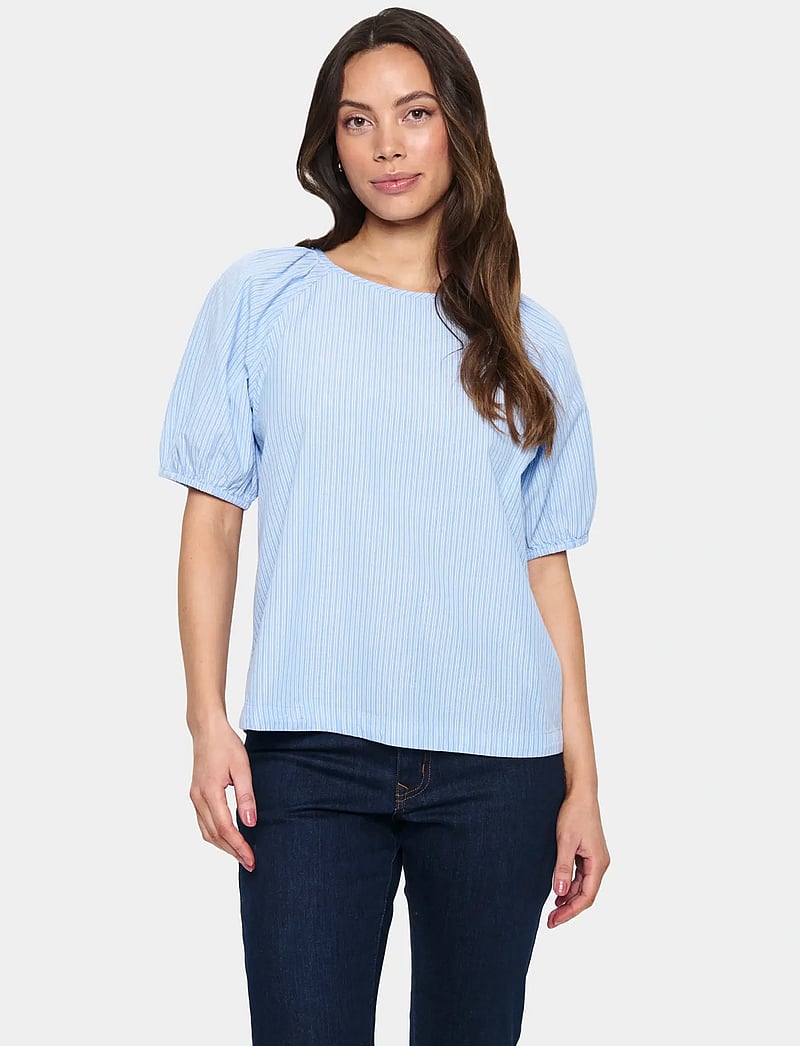 Saint Tropez - JosefiaSZ Blouse - kortærmede bluser - airy blue ice stripe - 0