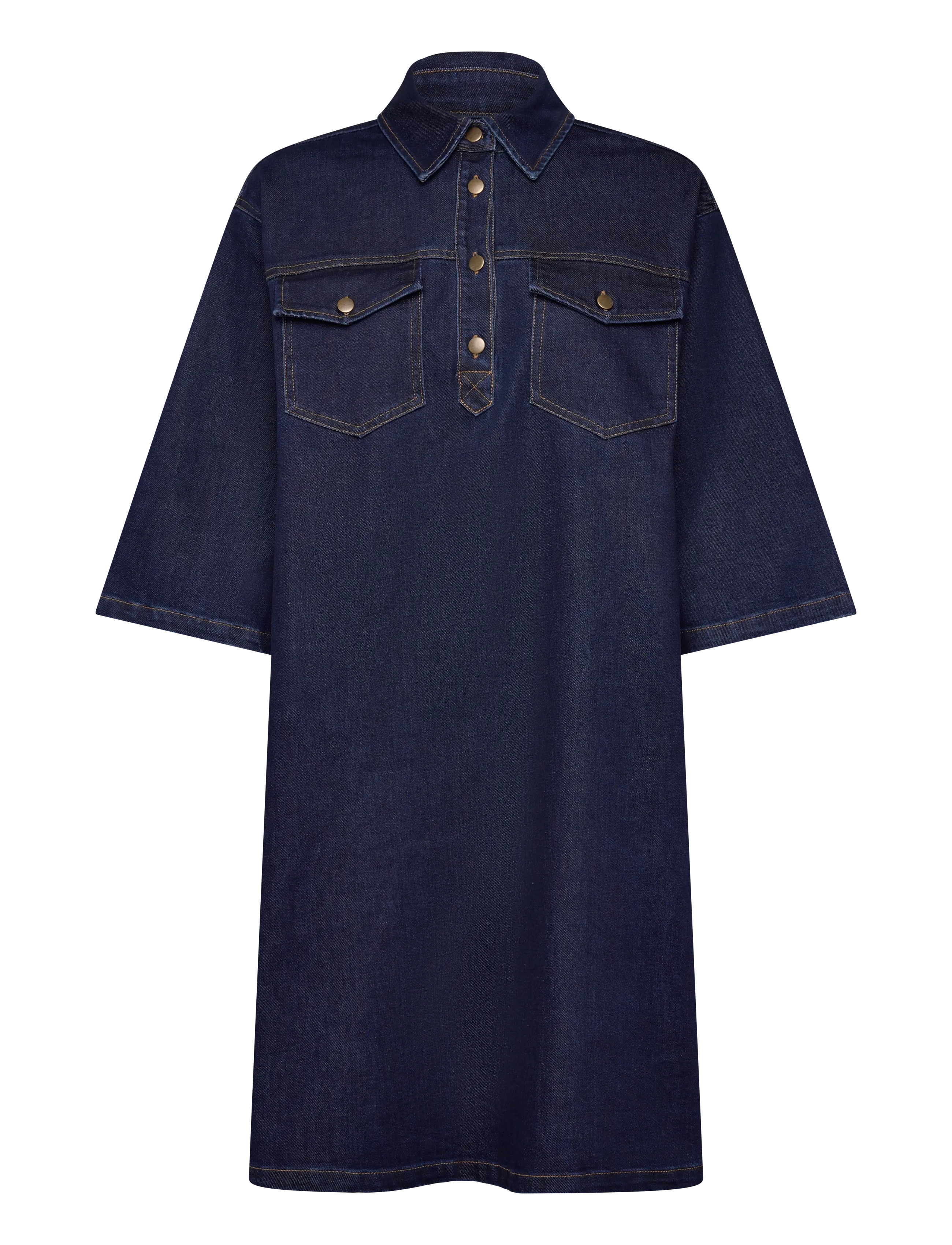 Saint Tropez Loesasz Denim Dress, S, Dresses, Marineblau - Shirt Frauen