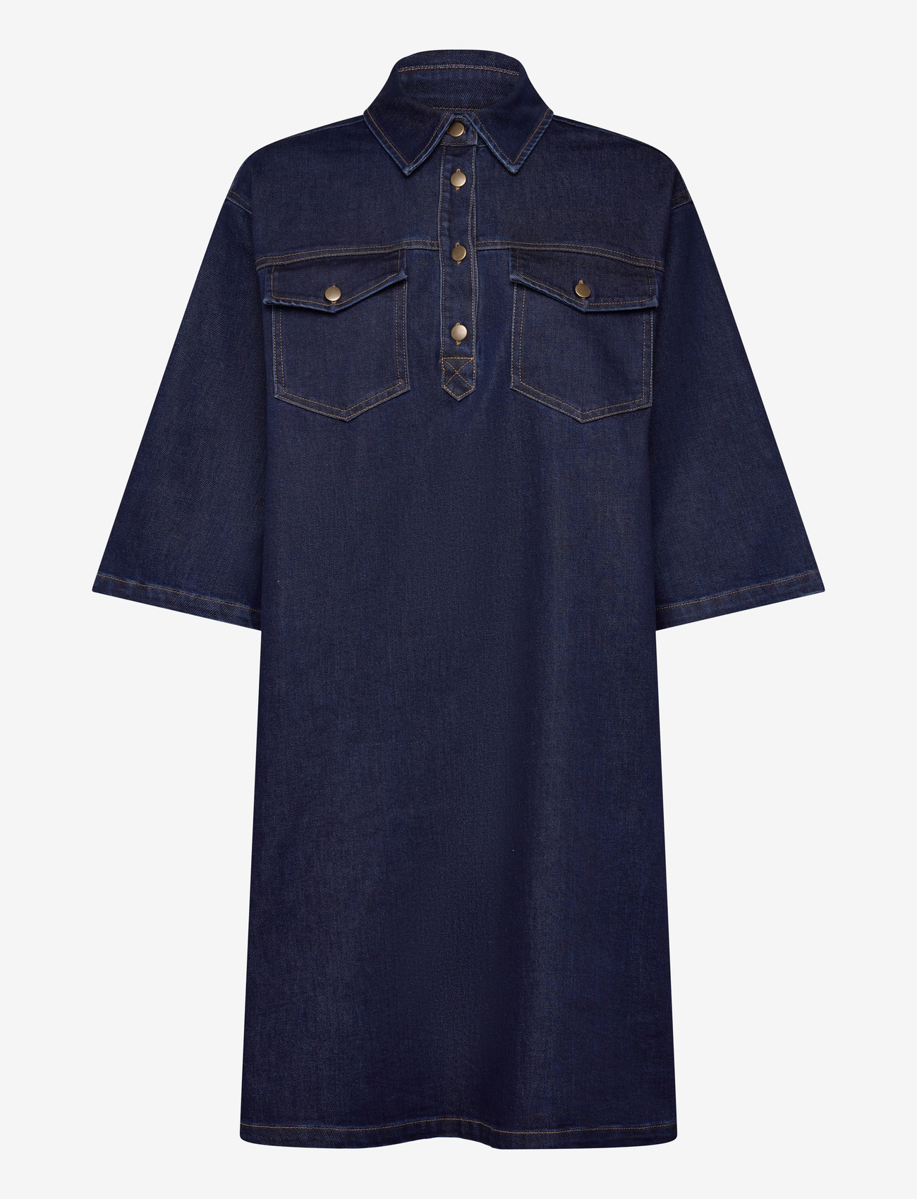 Saint Tropez - LoesaSZ Denim Dress - skjortekjoler - dark blue denim - 0