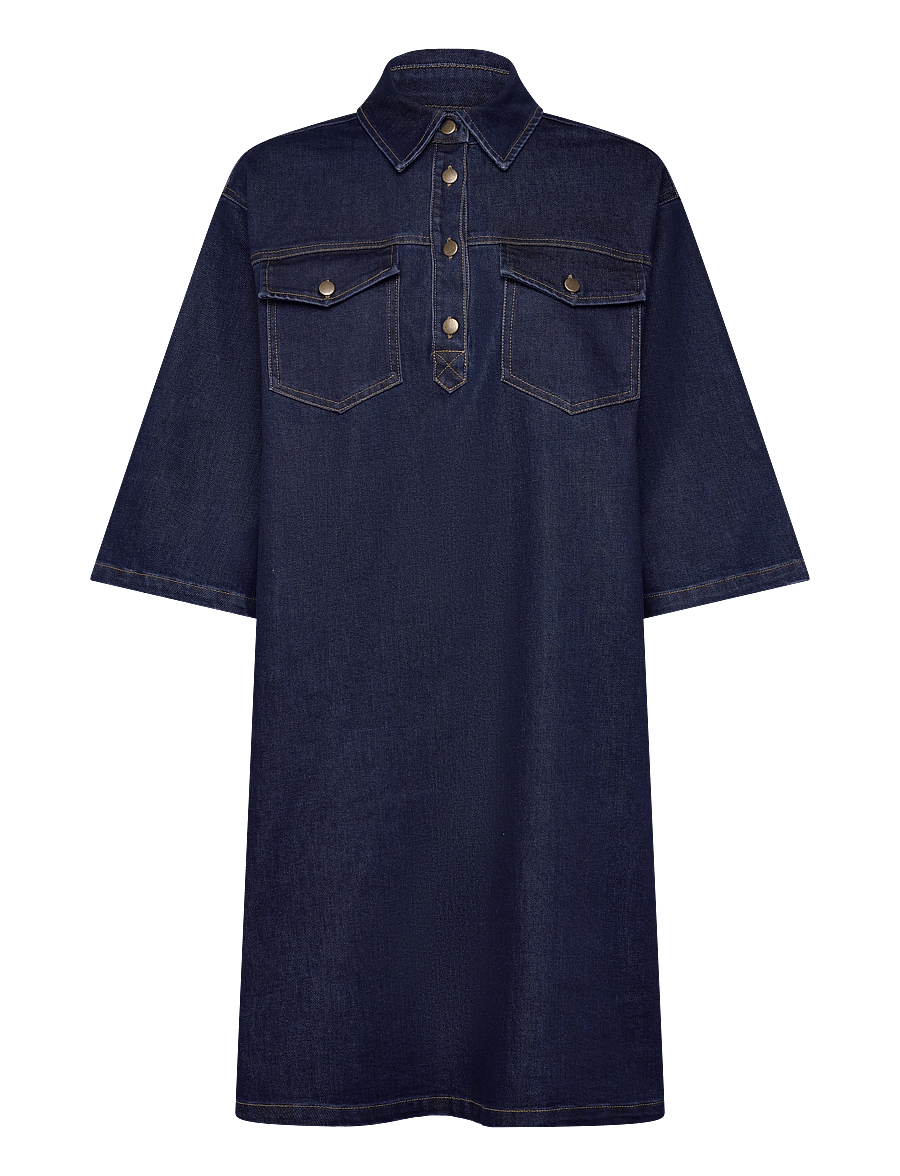 Saint Tropez - LoesaSZ Denim Dress - skjortekjoler - dark blue denim - 0