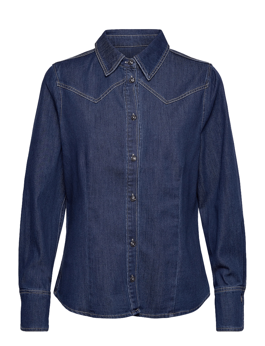 Saint Tropez - MartheSZ Shirt - jeansskjortor - medium blue denim - 0