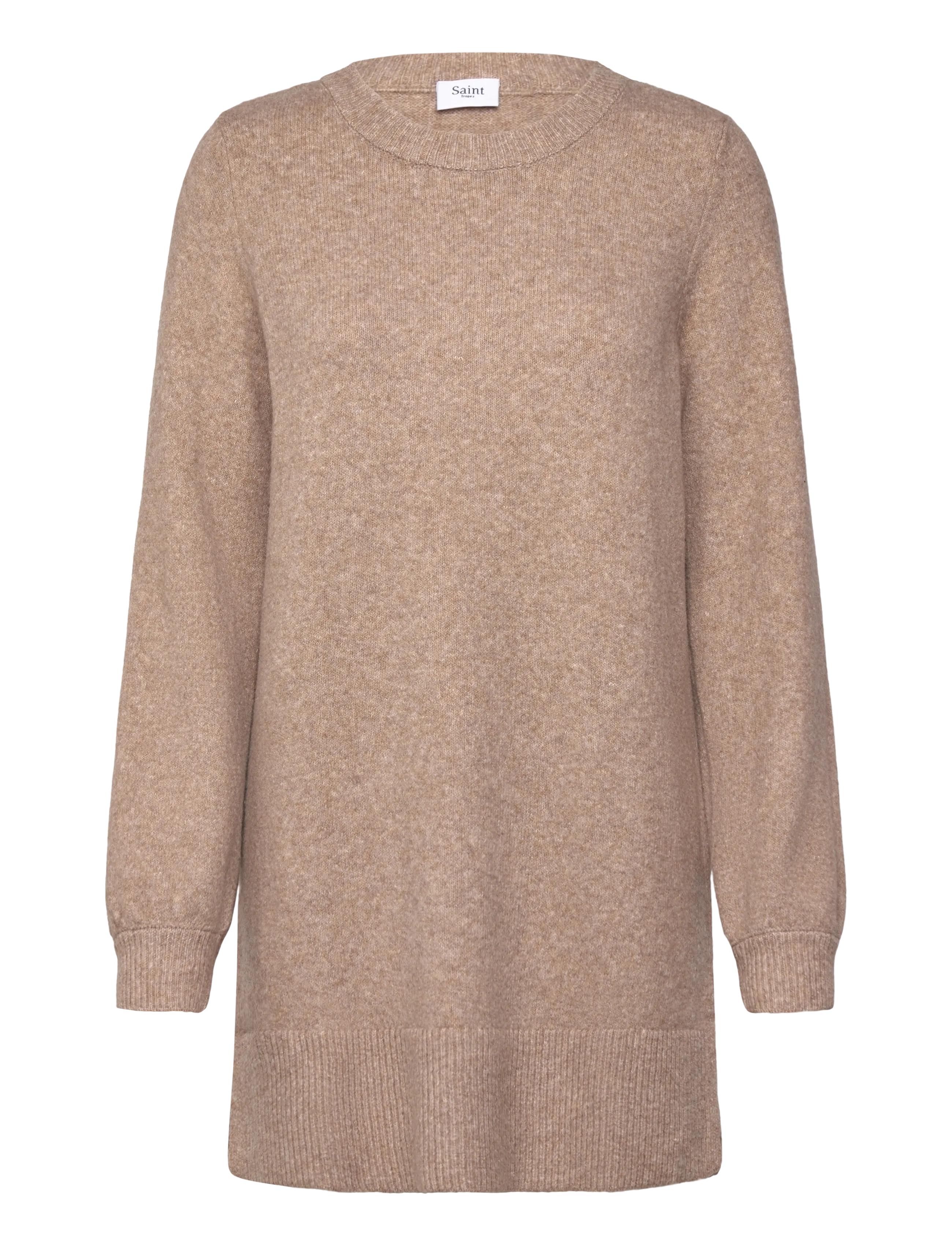 Saint Tropez Maleensz Long Pullover, Kvinder, Lang Pullover, Beige, Str: S
