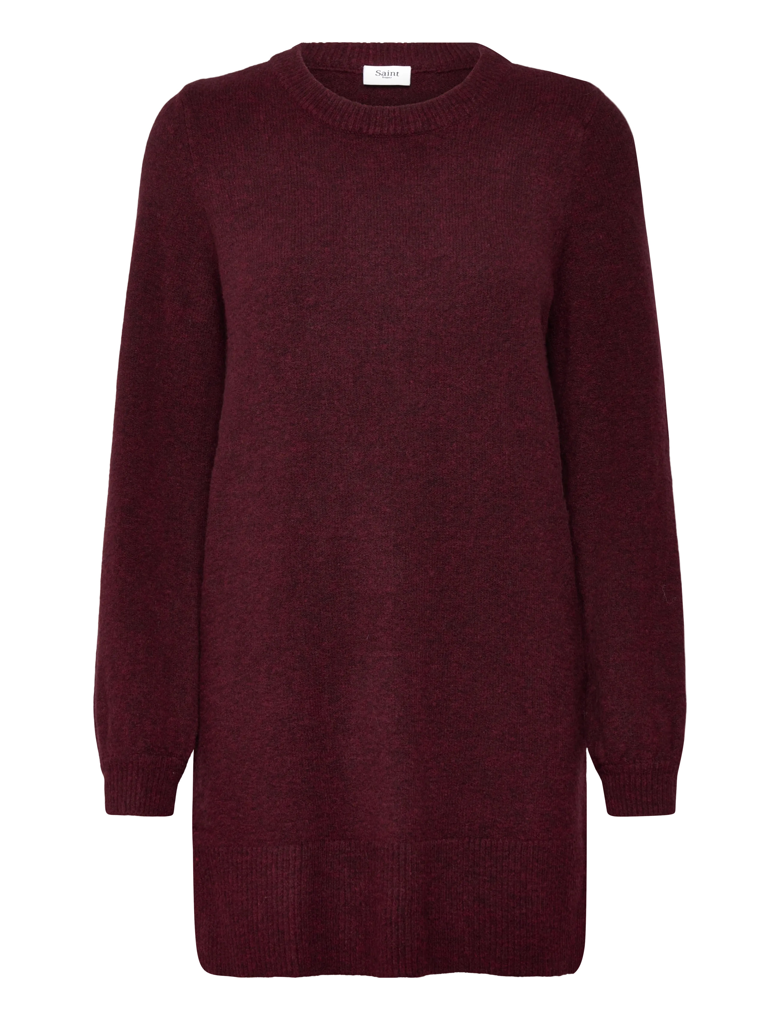 Saint Tropez Maleensz Long Pullover, Kvinder, Lang Pullover, Bordeaux, Str: M