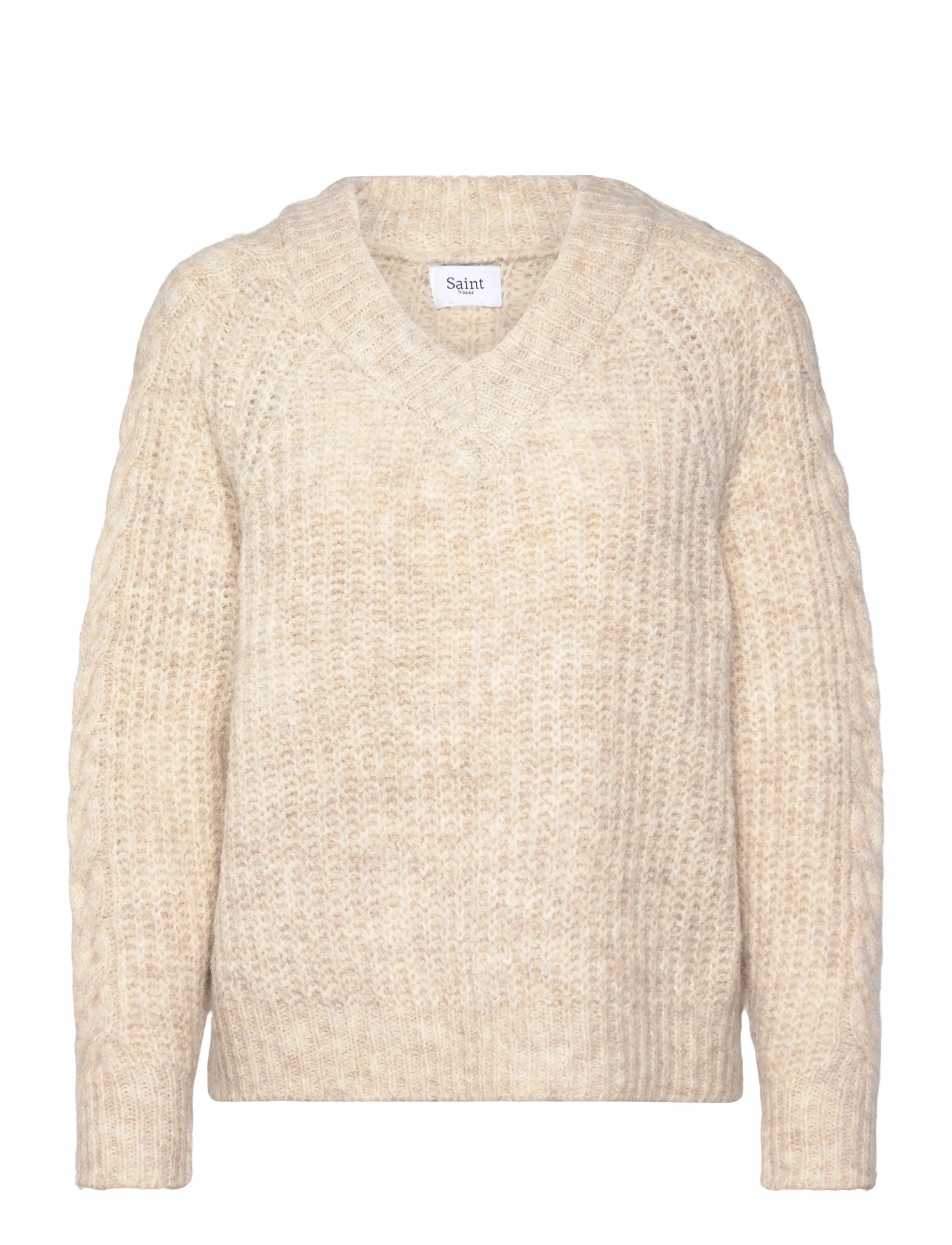 Saint Tropez MandaSZ Pullover - Saint Tropez - BROWN RICE MELANGE / cream