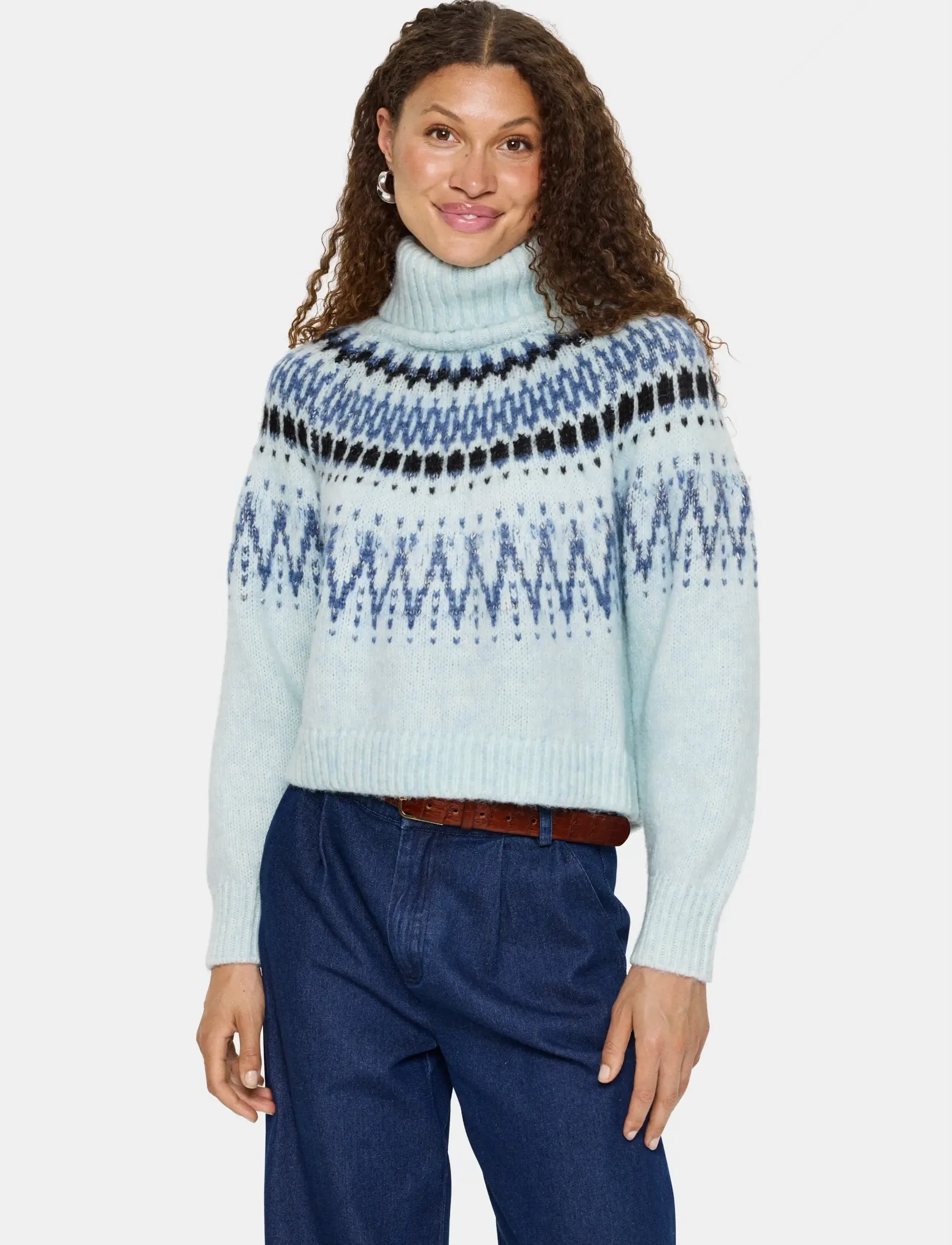 Saint Tropez MegnaSZ Rollneck Pullover - Stickat - STARLIGHT BLUE MELANGE / multi