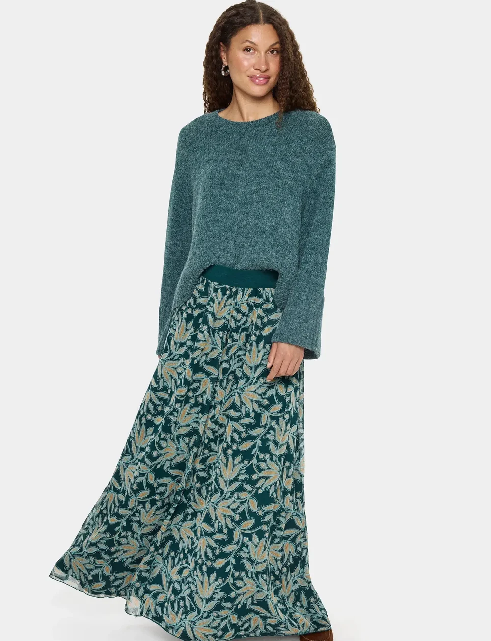 Saint Tropez - MiljaSZ Crinkle Maxi Skirt - maxikjolar - pine autumn floral - 3
