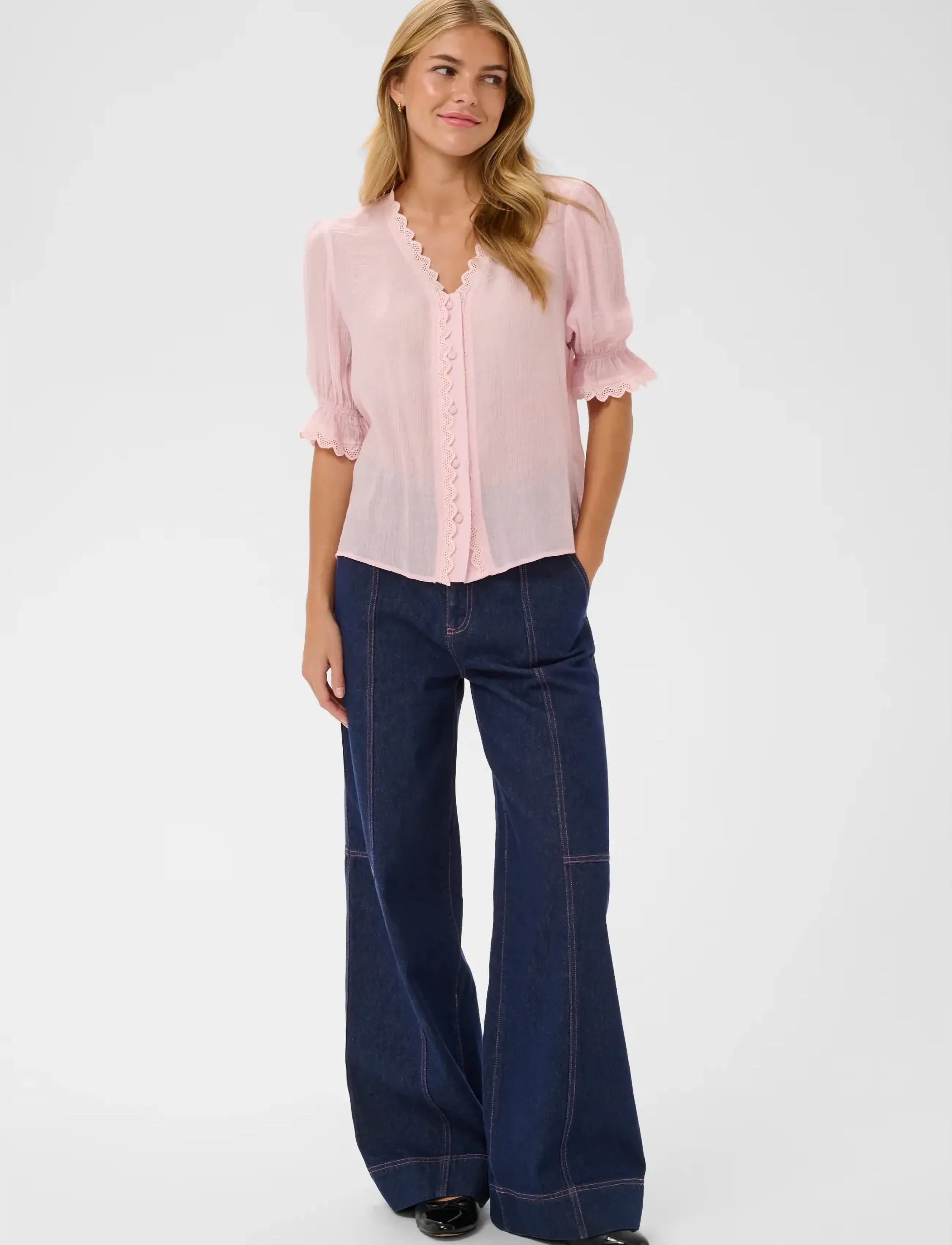 Saint Tropez - KristelSZ Shirt - short-sleeved blouses - chalk pink - 3