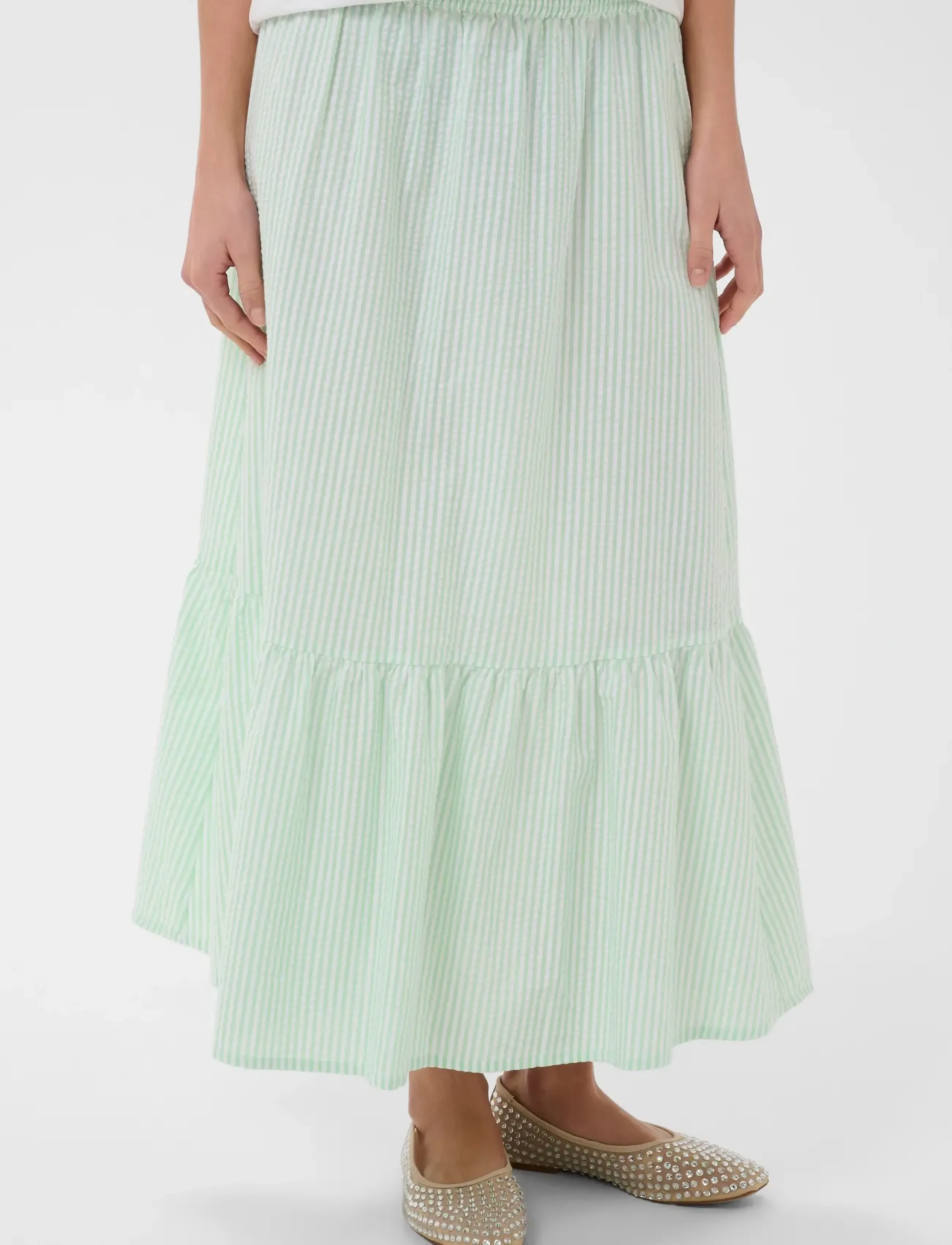 Saint Tropez Elmikosz Maxi Skirt, M, Green, Nederdele > Maxi Nederdele, Dame