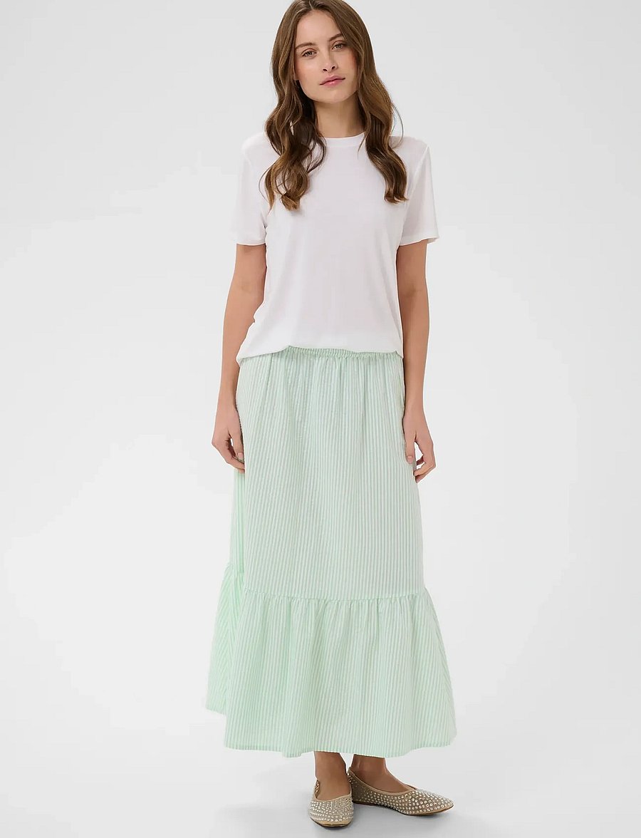 Saint Tropez - ElmikoSZ Maxi Skirt - ilgi sijonai - pistachio green white stripe - 3