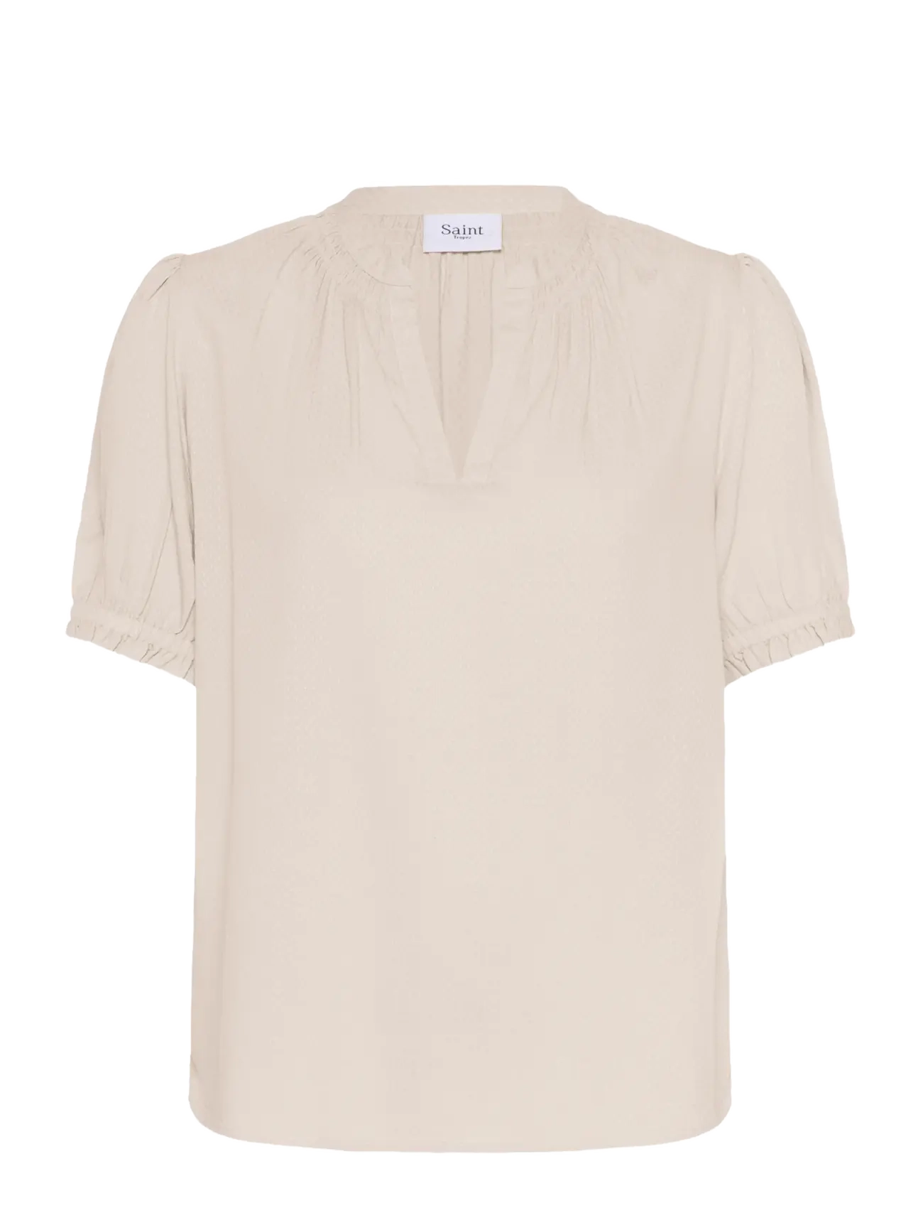 SAINT TROPEZ Brittasz Ss Bluse Cream - M - Damen