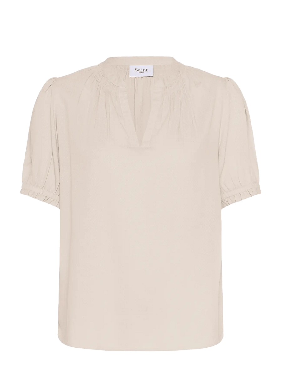 Saint Tropez - BrittaSZ SS Blouse - lühikeste varrukatega pluusid - creme - 1