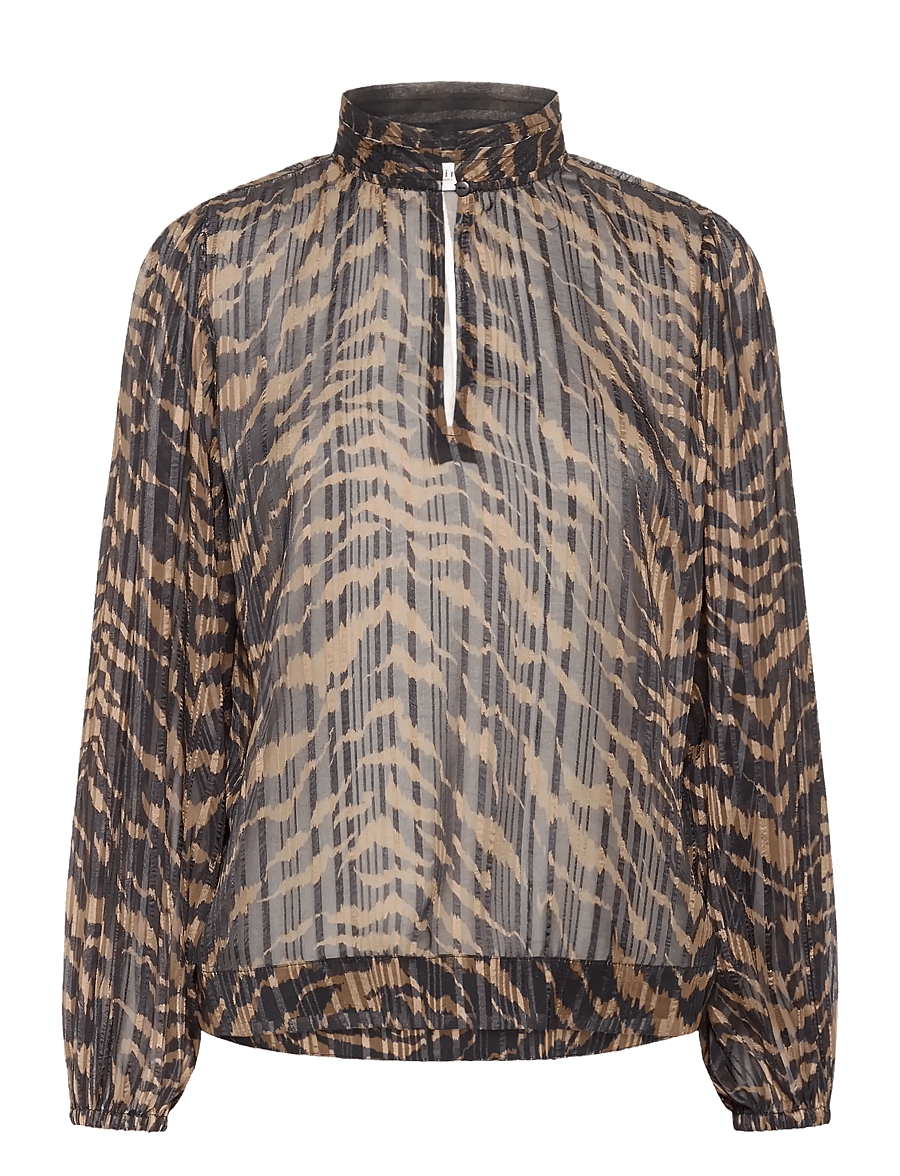 Saint Tropez - NestaSZ Blouse - långärmade blusar - black shifted strokes - 0
