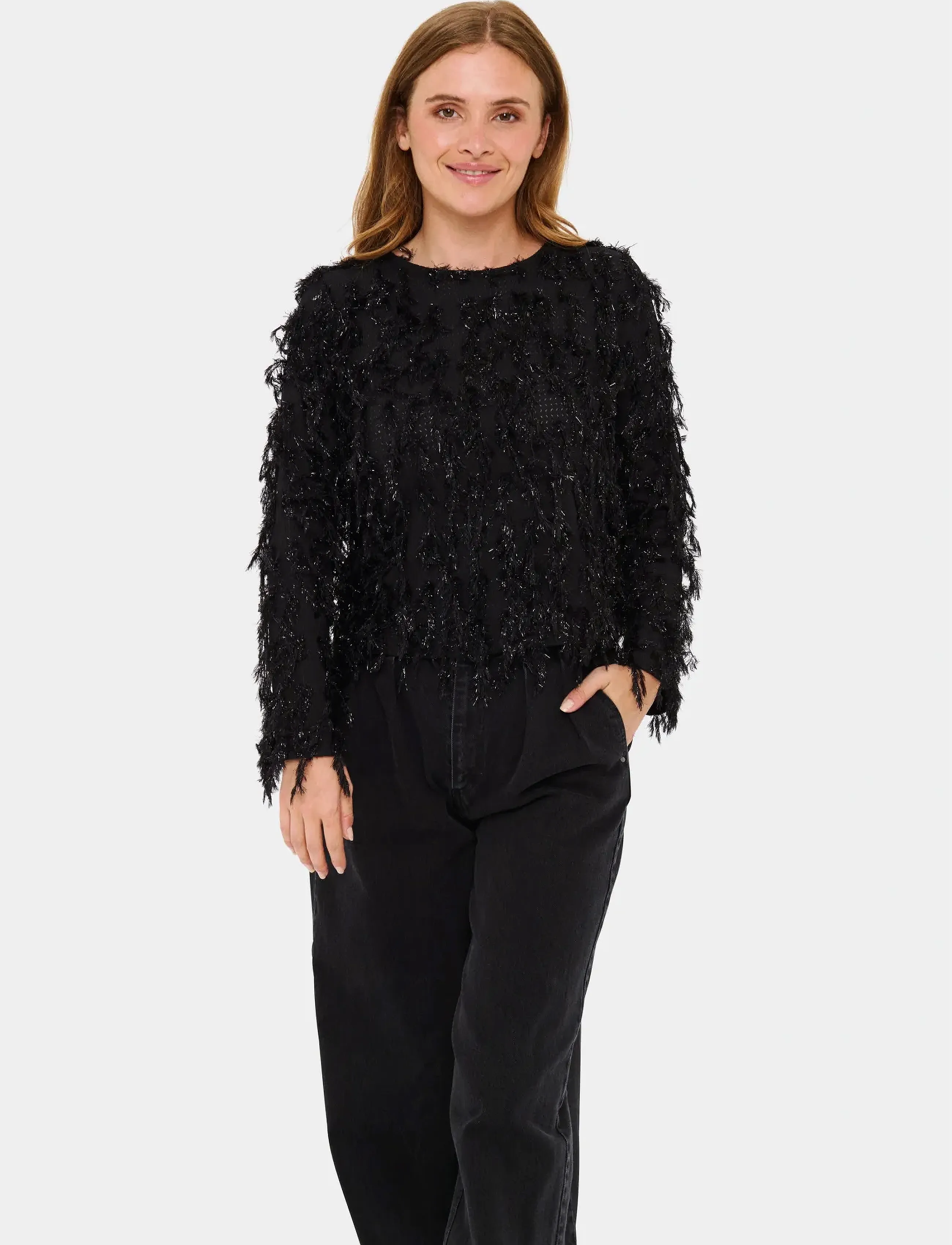 Saint Tropez Ninettesz Blouse, S, Black, Bluser > Langærmede, Dame