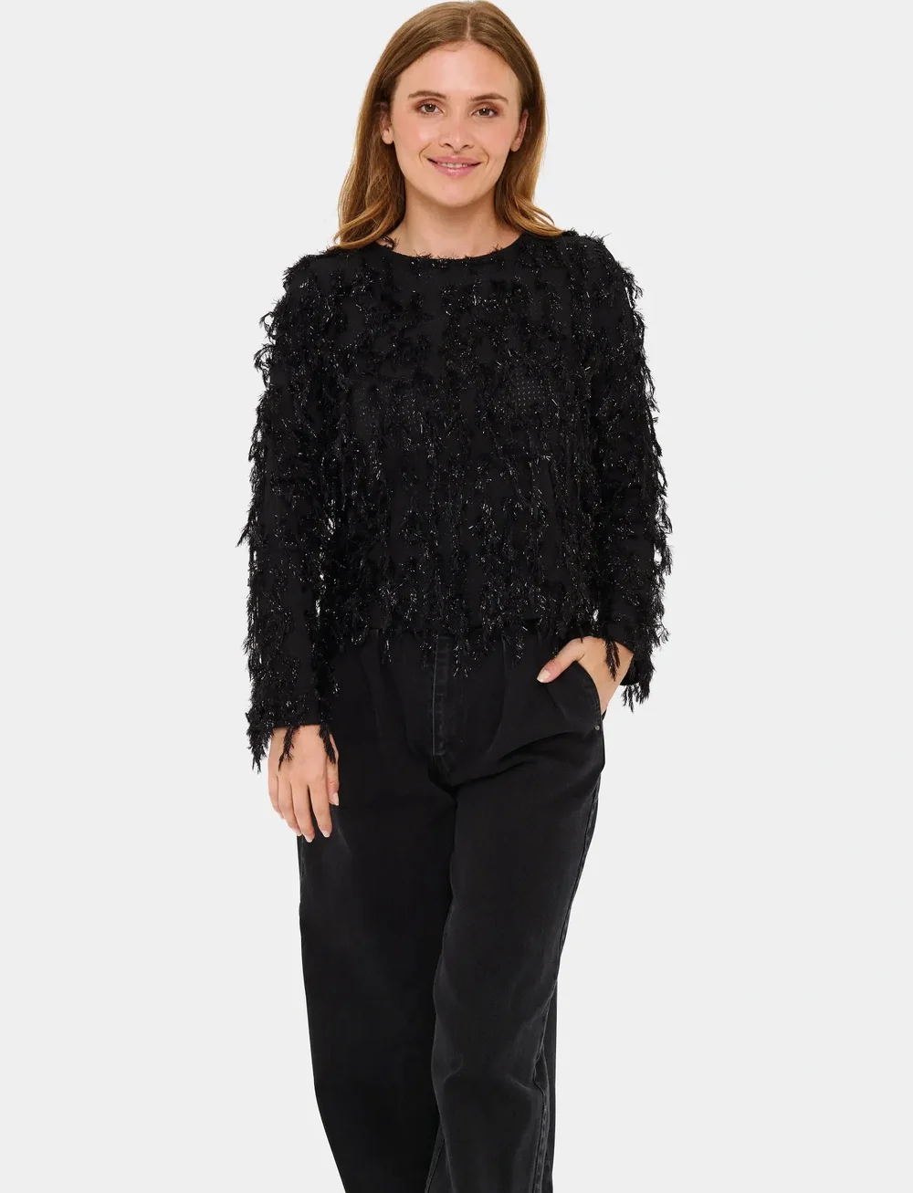 Saint Tropez - NinetteSZ Blouse - langärmlige blusen - black - 0